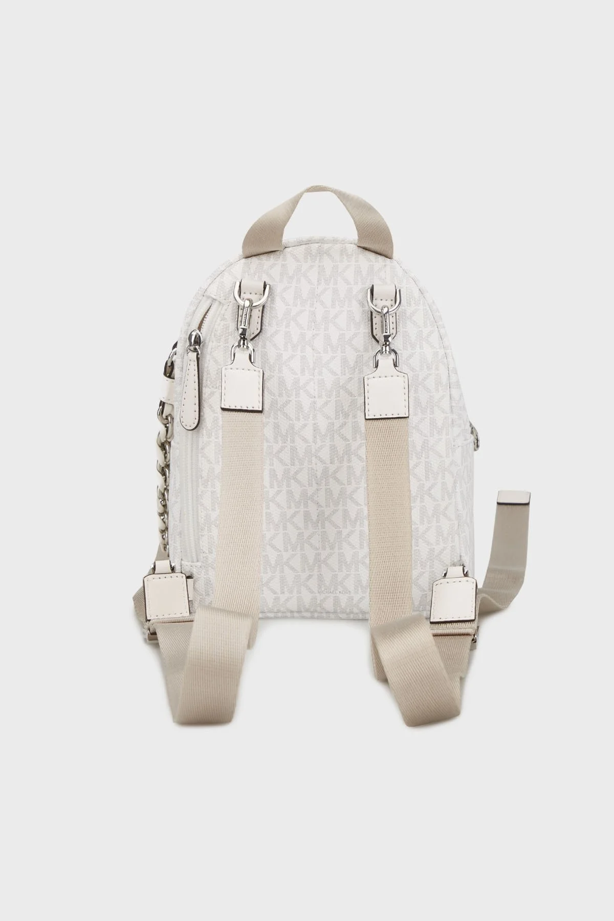 Michael Kors Logolu Hakiki Deri Ayarlanabilir Çift Omuz Askılı Çanta 30T1S04B0B119 Bayan Sırt Çantası 30T1S04B0B 119 BEYAZ - 3