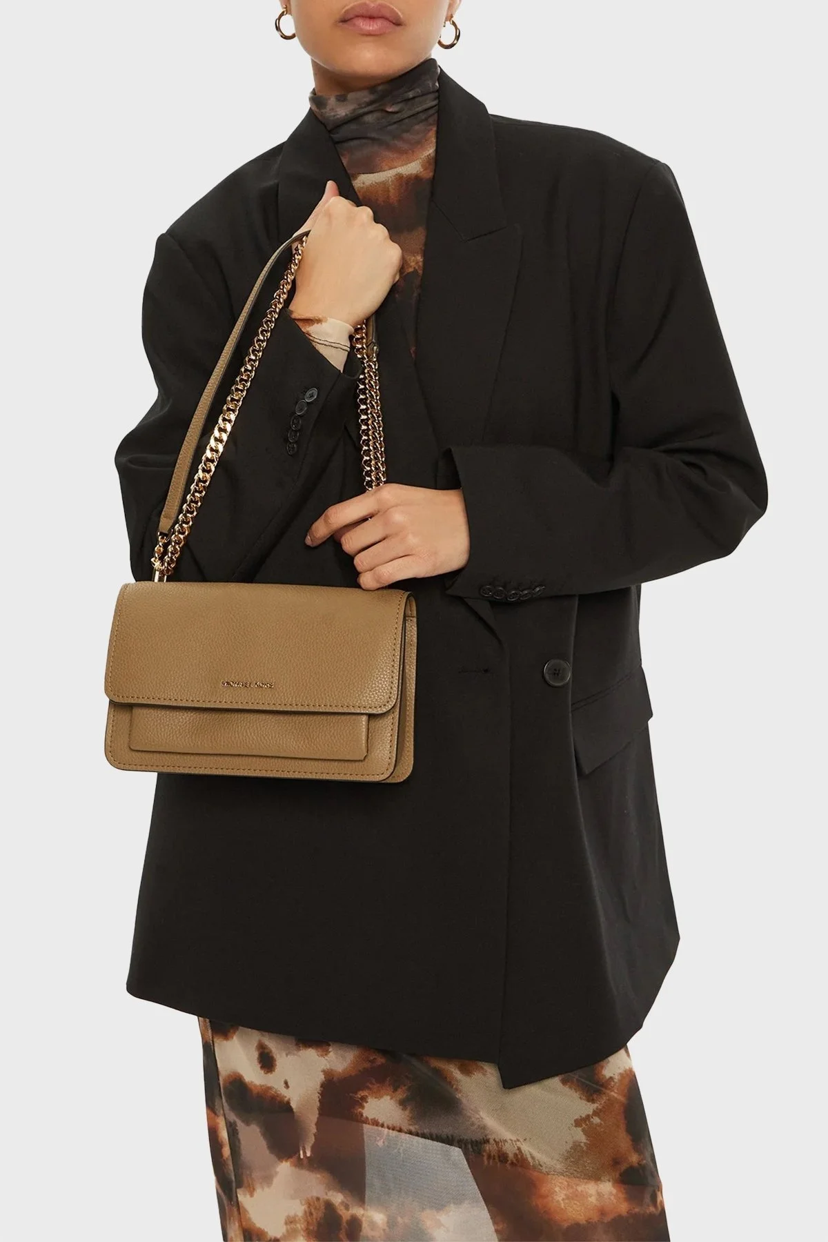 Michael Kors Logolu Hakiki Deri Ayarlanabilir Zincir Askılı 30T4GC7L3T297 Bayan Çanta 30T4GC7L3T 297 BEJ - 7