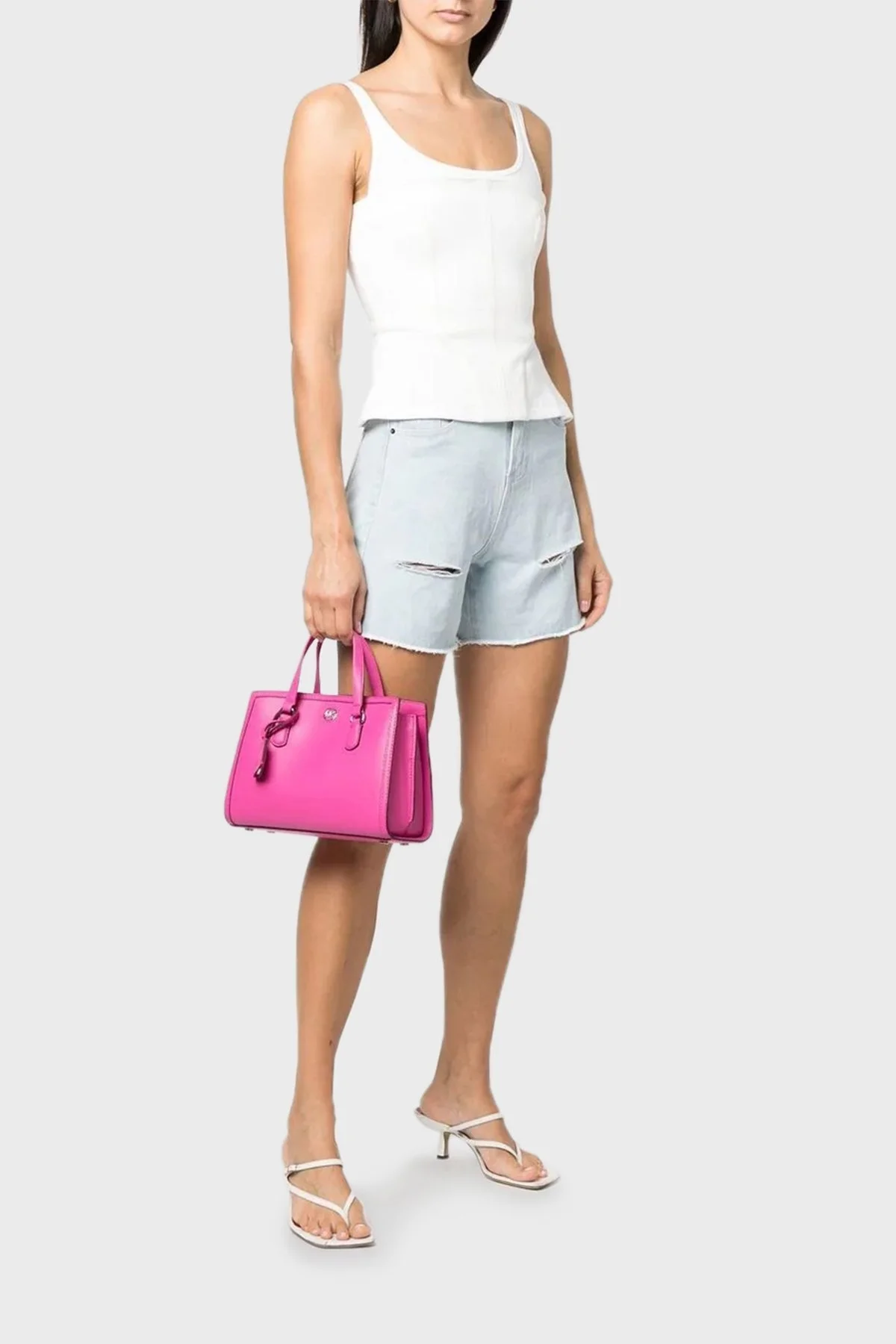 Michael Kors Logolu Hakiki Deri Bayan Çanta 30F2S7CM1T 614 PEMBE - 2