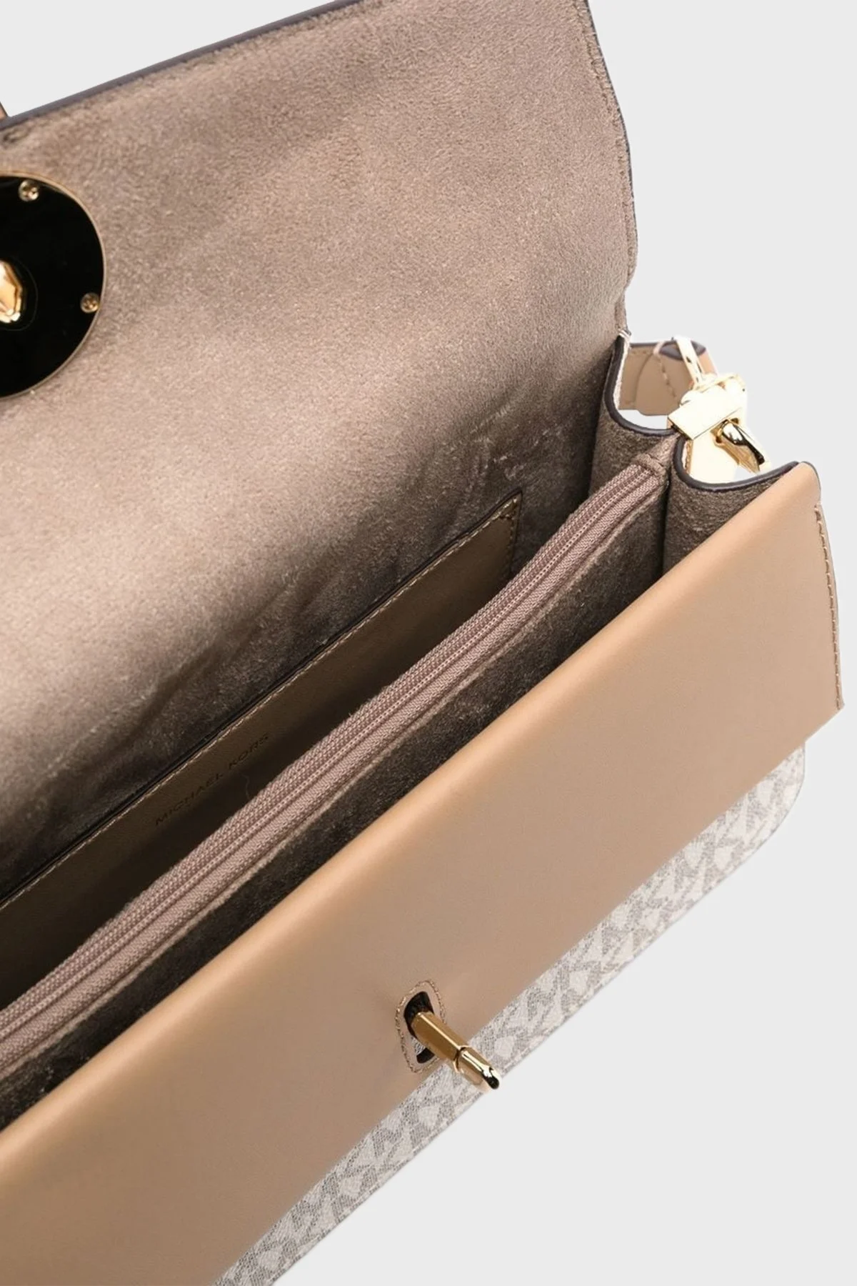 Michael Kors Logolu Hakiki Deri Bayan Çanta 30H1GGRL8V 170 KREM - 5