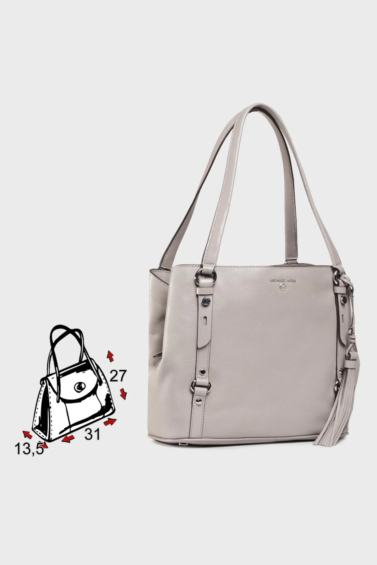 Michael Kors Logolu Hakiki Deri Carrie Bayan Çanta 30F0S1AE3L 081 GRİ - 5