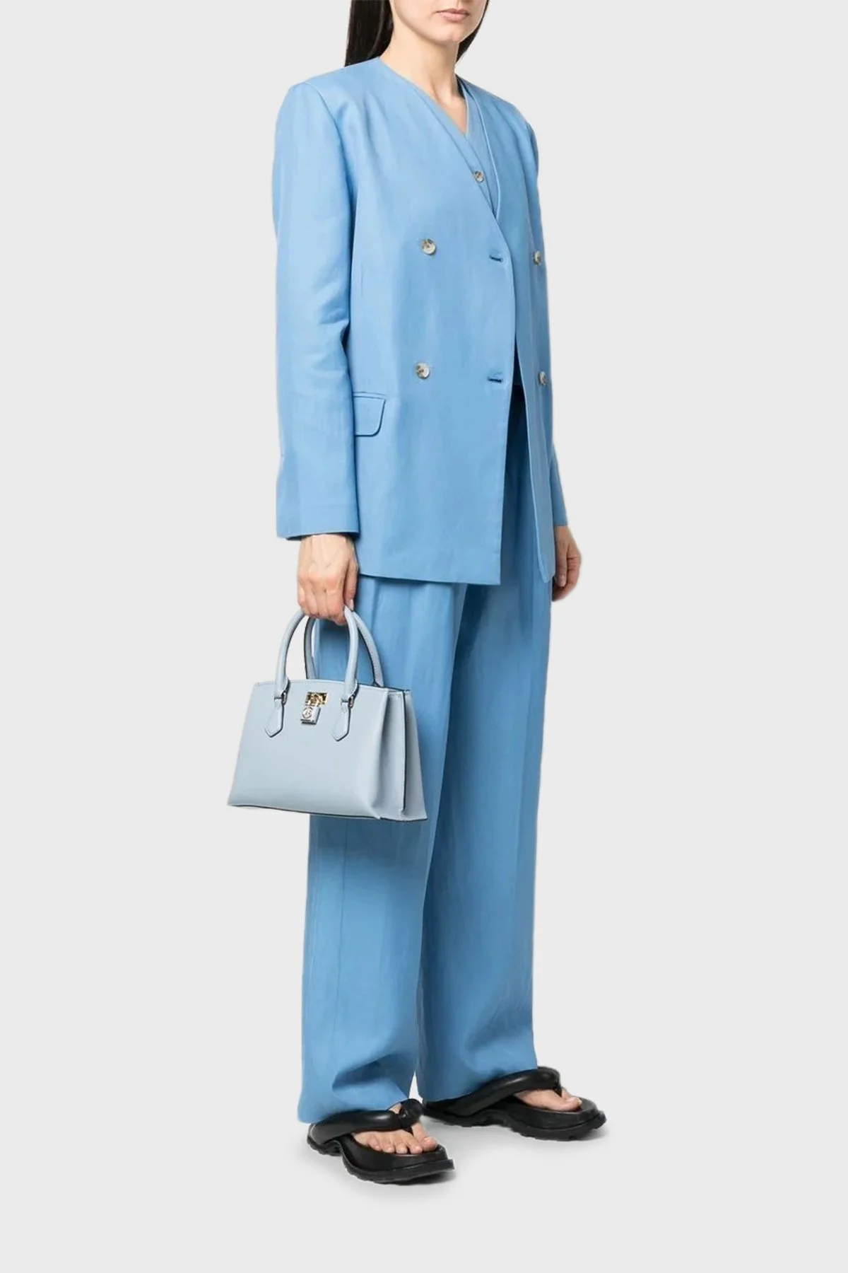 Michael Kors Logolu Hakiki Deri Çıkarılabilir Omuz Askılı 30S3GR0S1L487 Bayan Çanta 30S3GR0S1L 487 MAVİ - 2