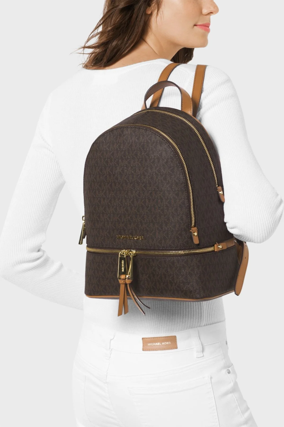Michael Kors Logolu Hakiki Deri Rhea Zip Bayan Çanta 30S7GEZB1B200 KAHVE - 2