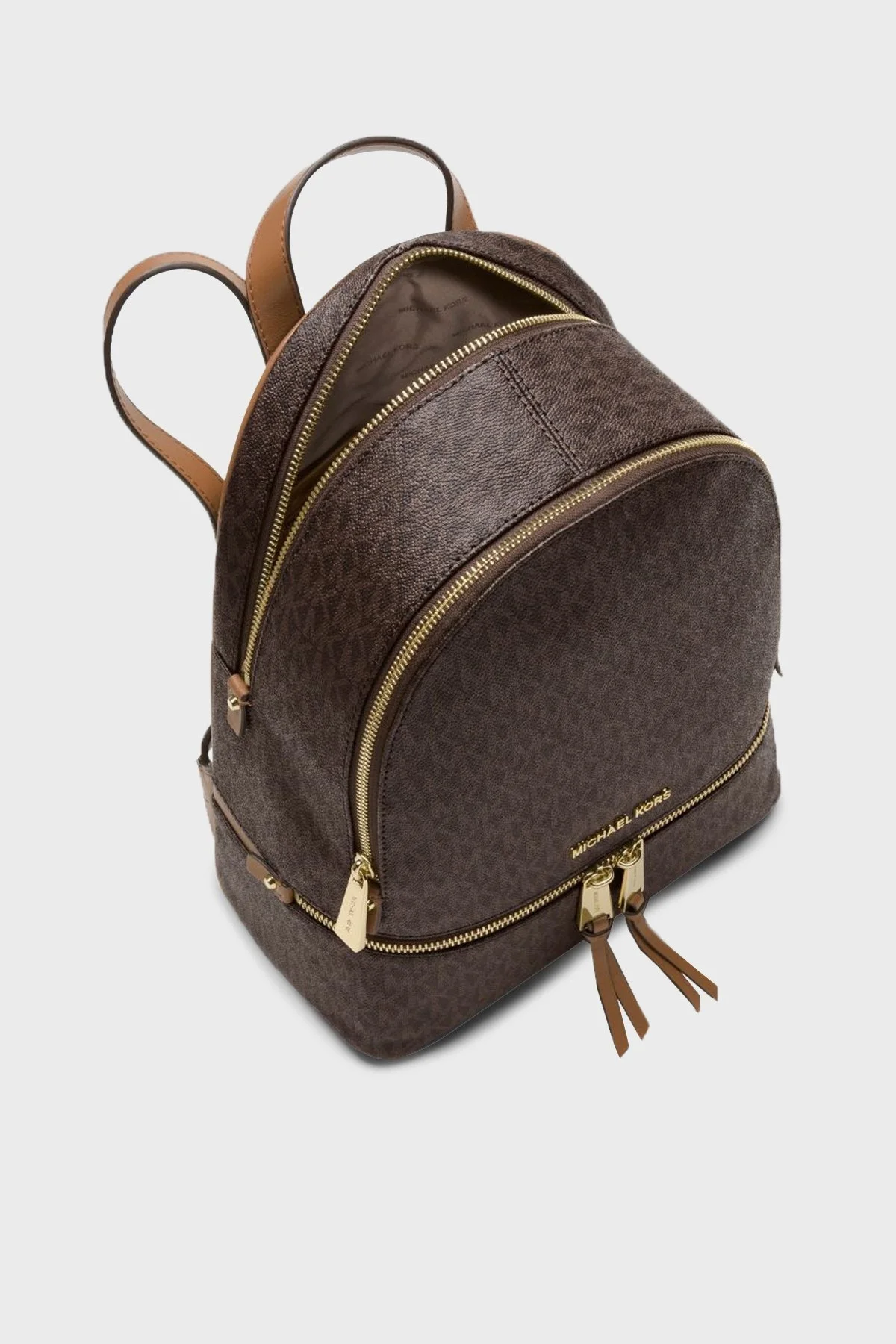 Michael Kors Logolu Hakiki Deri Rhea Zip Bayan Çanta 30S7GEZB1B200 KAHVE - 3