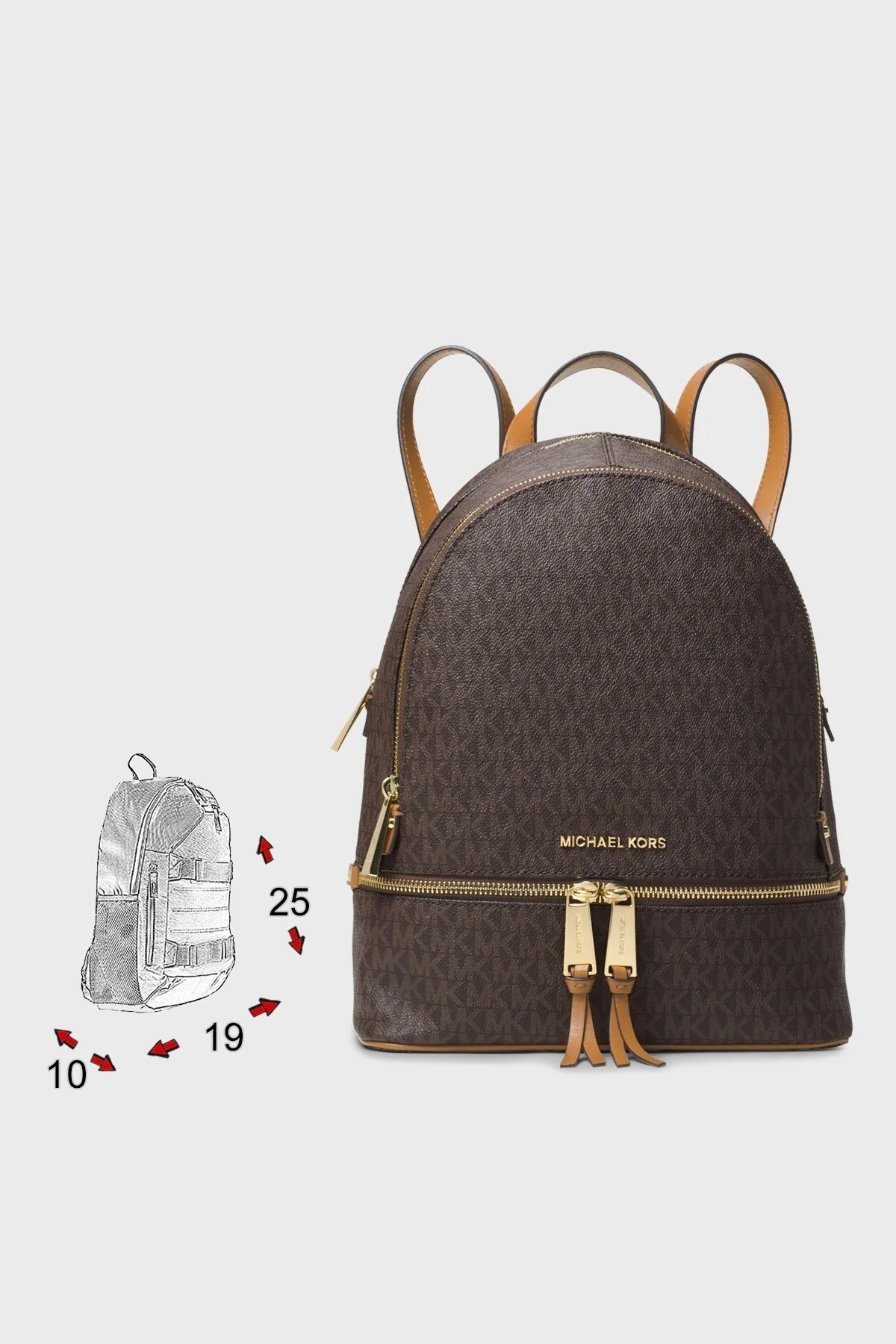 Michael Kors Logolu Hakiki Deri Rhea Zip Bayan Çanta 30S7GEZB1B200 KAHVE - 5