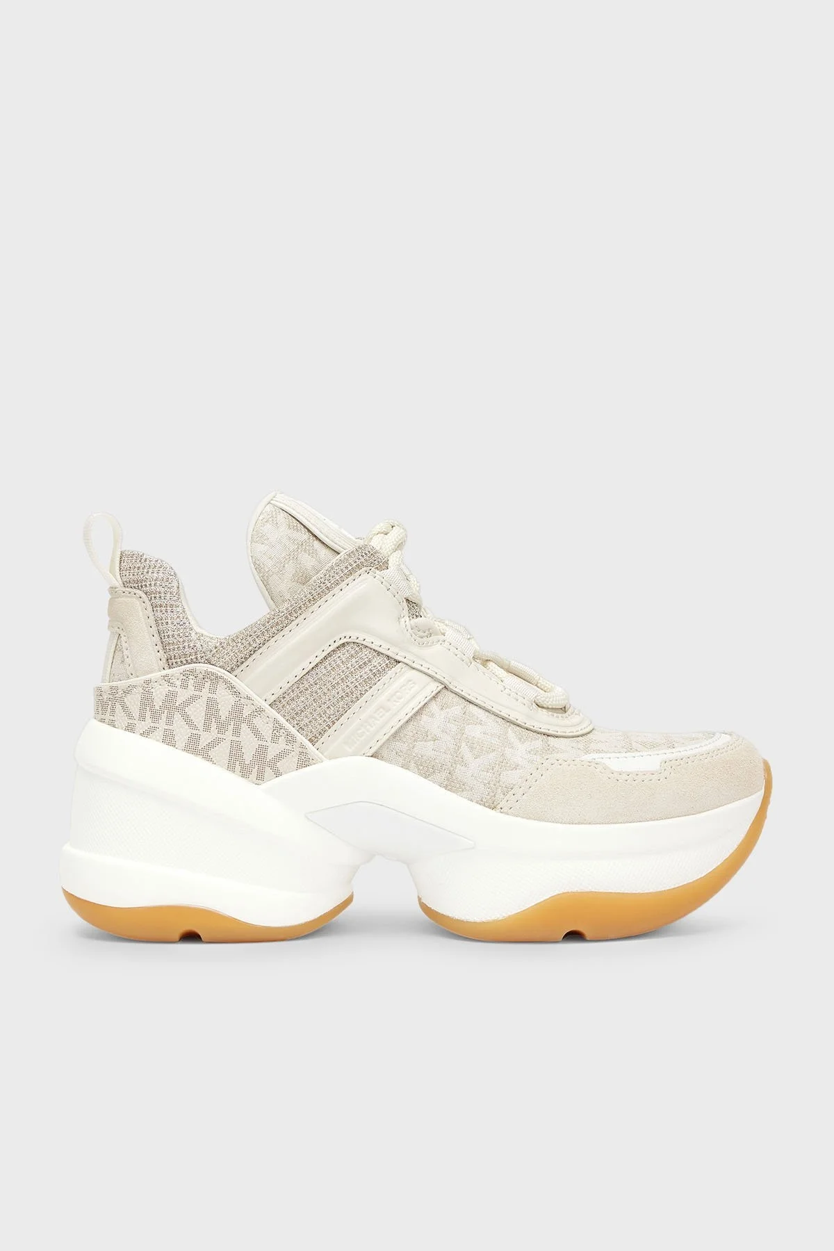 Michael Kors Logolu Kalın Tabanlı Hakiki Deri Sneaker 43F2OLFS3Y129 Bayan Ayakkabı 43F2OLFS3Y 129 BEYAZ - 1