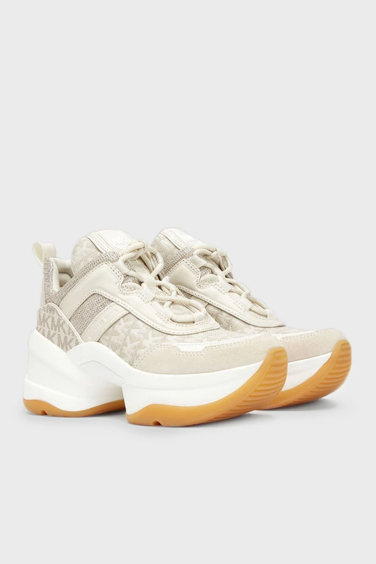 Michael Kors Logolu Kalın Tabanlı Hakiki Deri Sneaker 43F2OLFS3Y129 Bayan Ayakkabı 43F2OLFS3Y 129 BEYAZ - 2