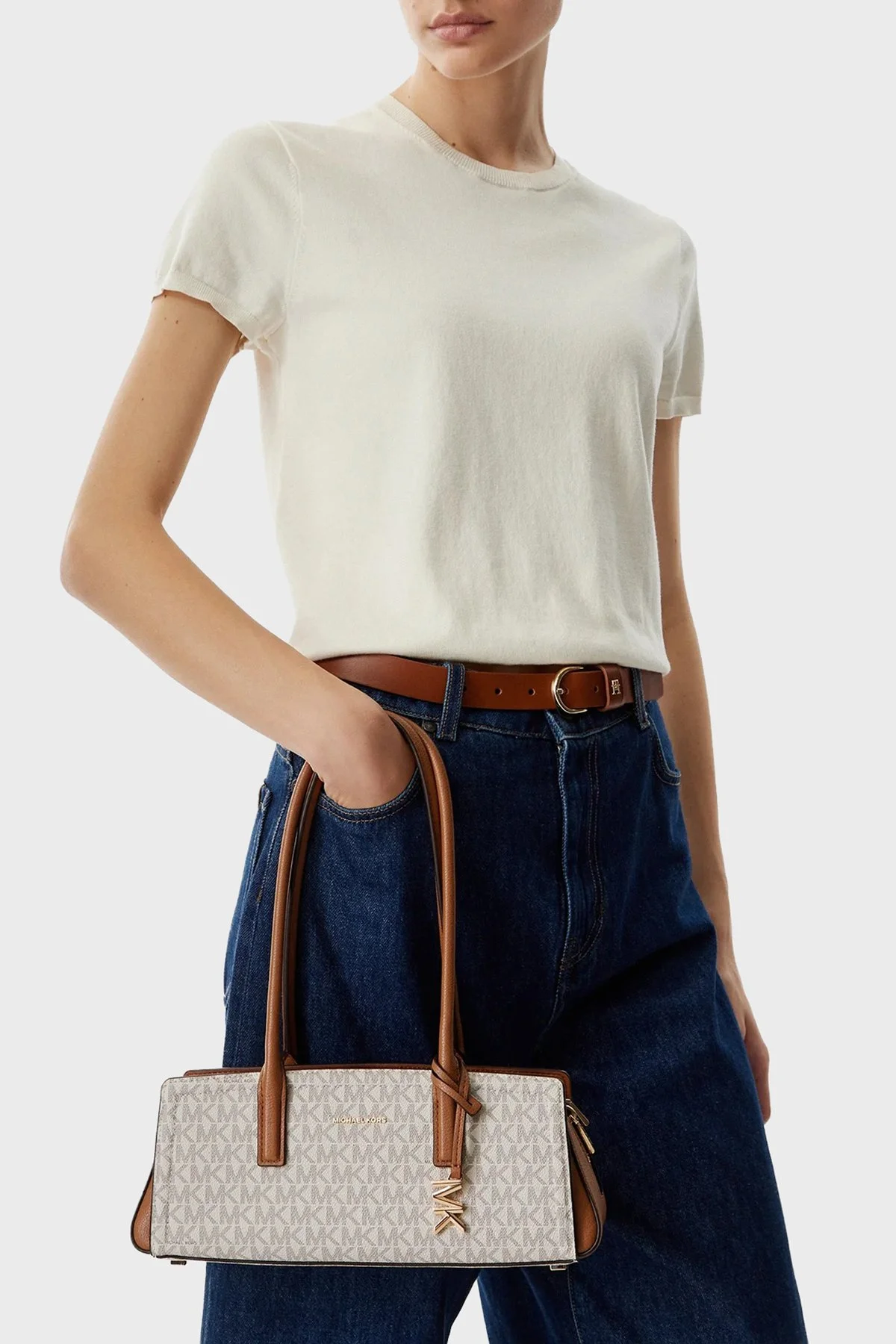 Michael Kors Logolu Omuz Askılı 30T6G9IT0B149 Kadın Çanta 30T6G9IT0B 149 Ekru - 2
