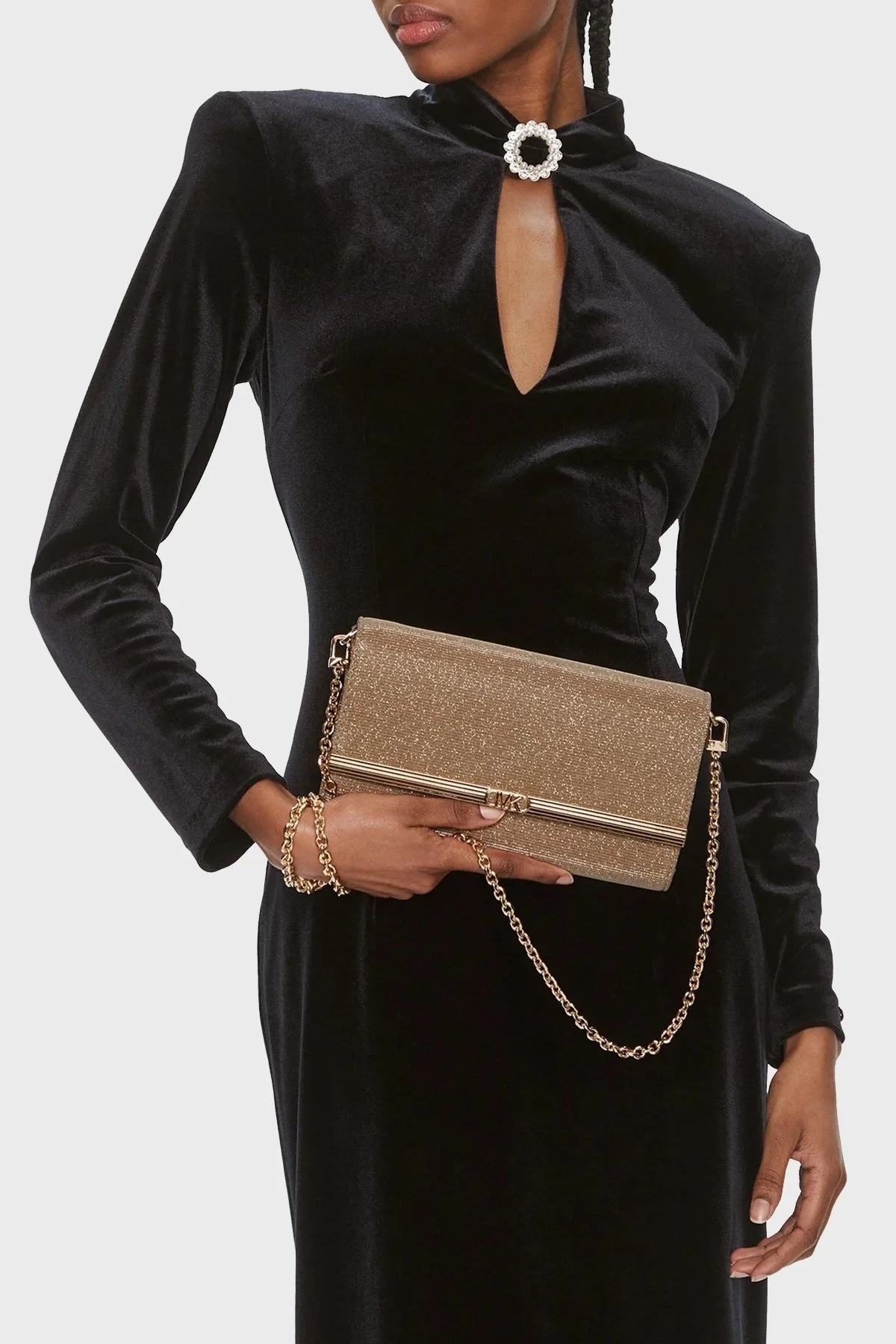 Michael Kors Logolu Parıltılı Çıkarılabilir Zincir Askılı 30R4G8OC3O740 Bayan Çanta 30R4G8OC3O 740 GOLD - 2