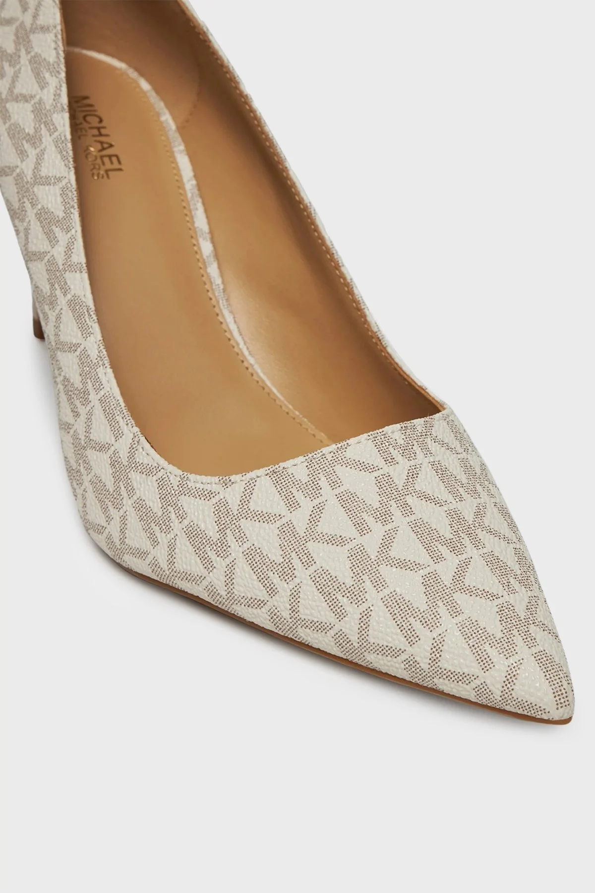 Michael Kors Logolu Sivri Burun Topuklu 40F2HNMP1B150 Bayan Ayakkabı 40F2HNMP1B 150 EKRU - 4