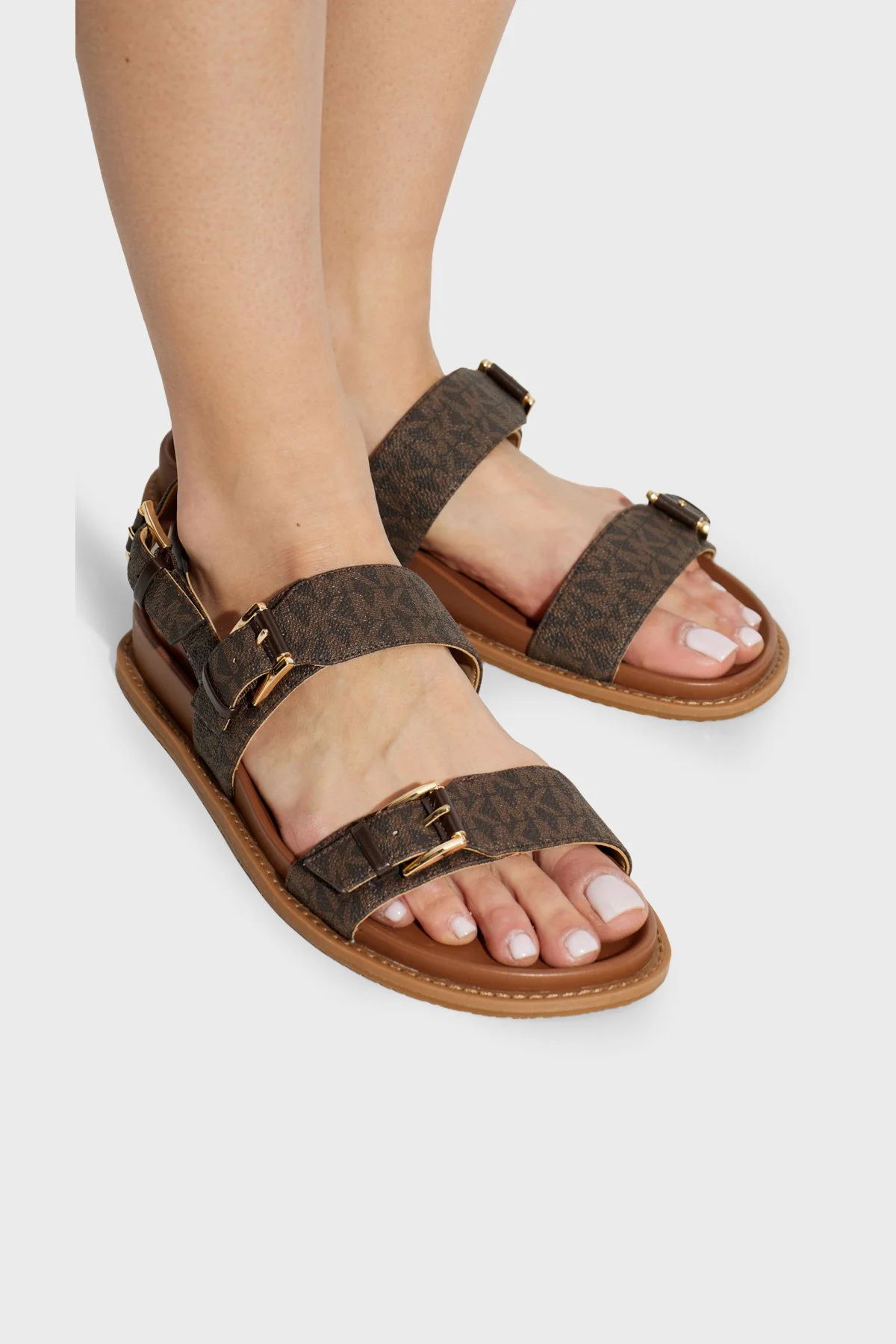 Michael Kors Logolu Tokalı Kadın Sandalet 40S6NIFS2B 200 KAHVE - 2