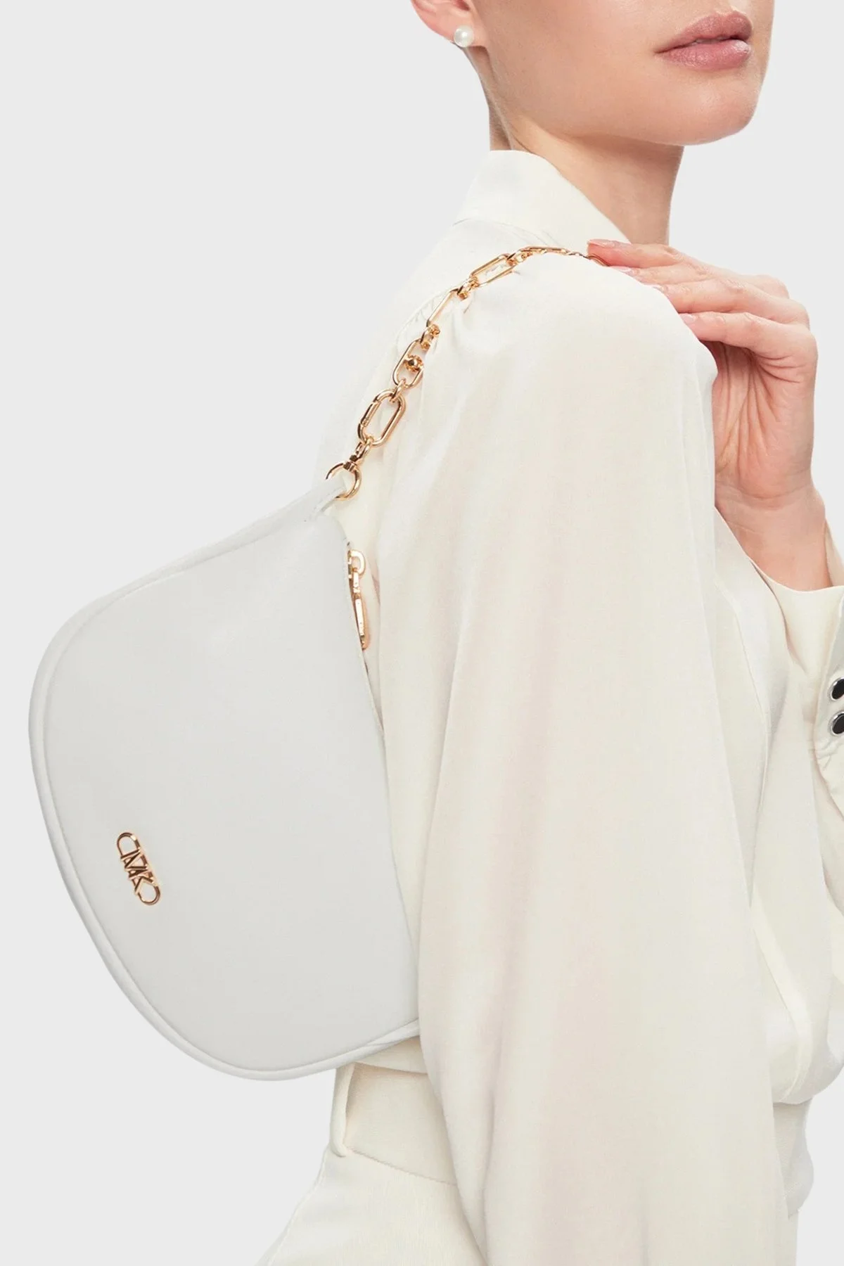 Michael Kors Logolu Zincir Askılı 32H3G8NC1L085 Bayan Çanta 32H3G8NC1L 085 BEYAZ - 2