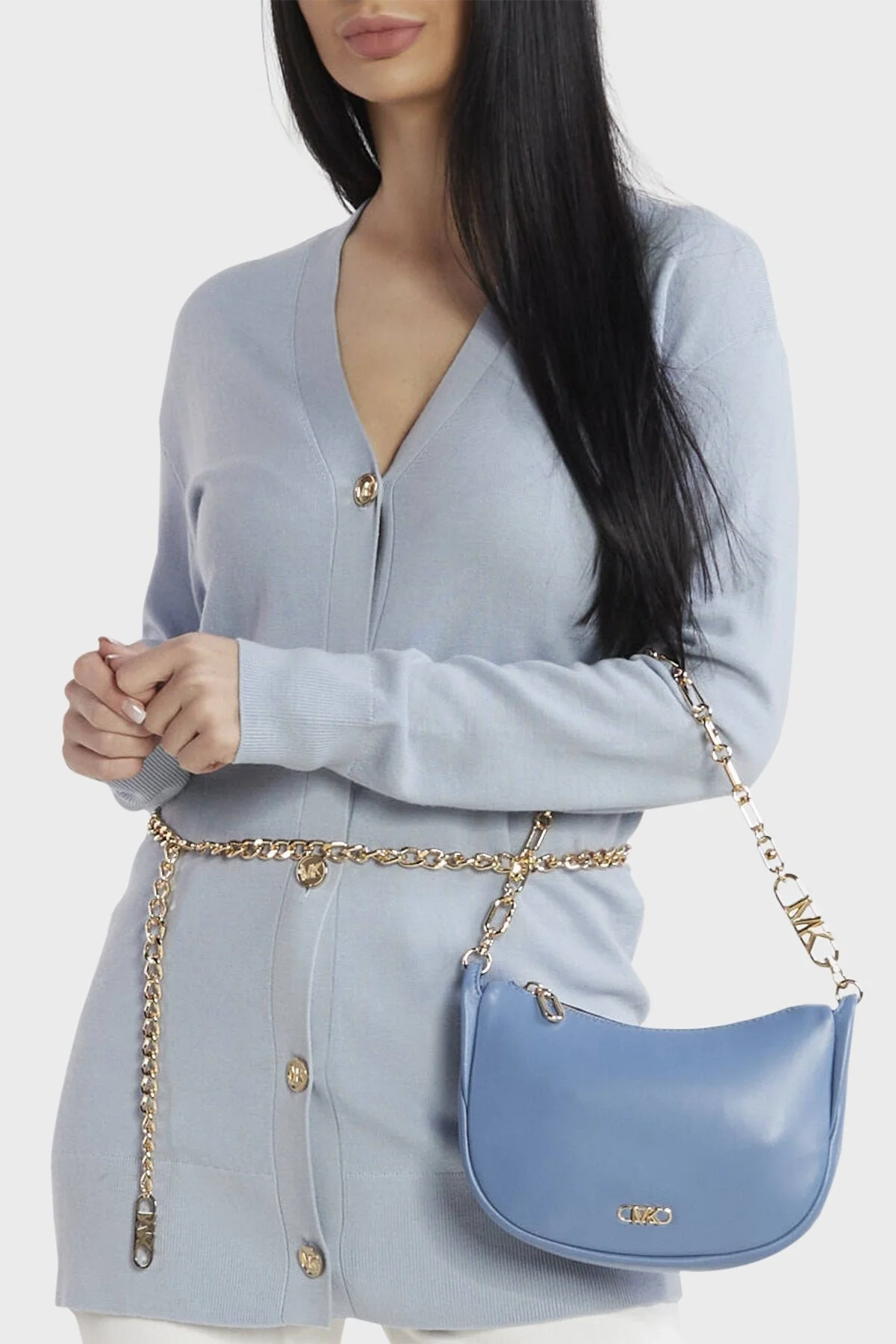 Michael Kors Logolu Zincir Askılı 32H3G8NC1L457 Bayan Çanta 32H3G8NC1L 457 MAVİ - 2