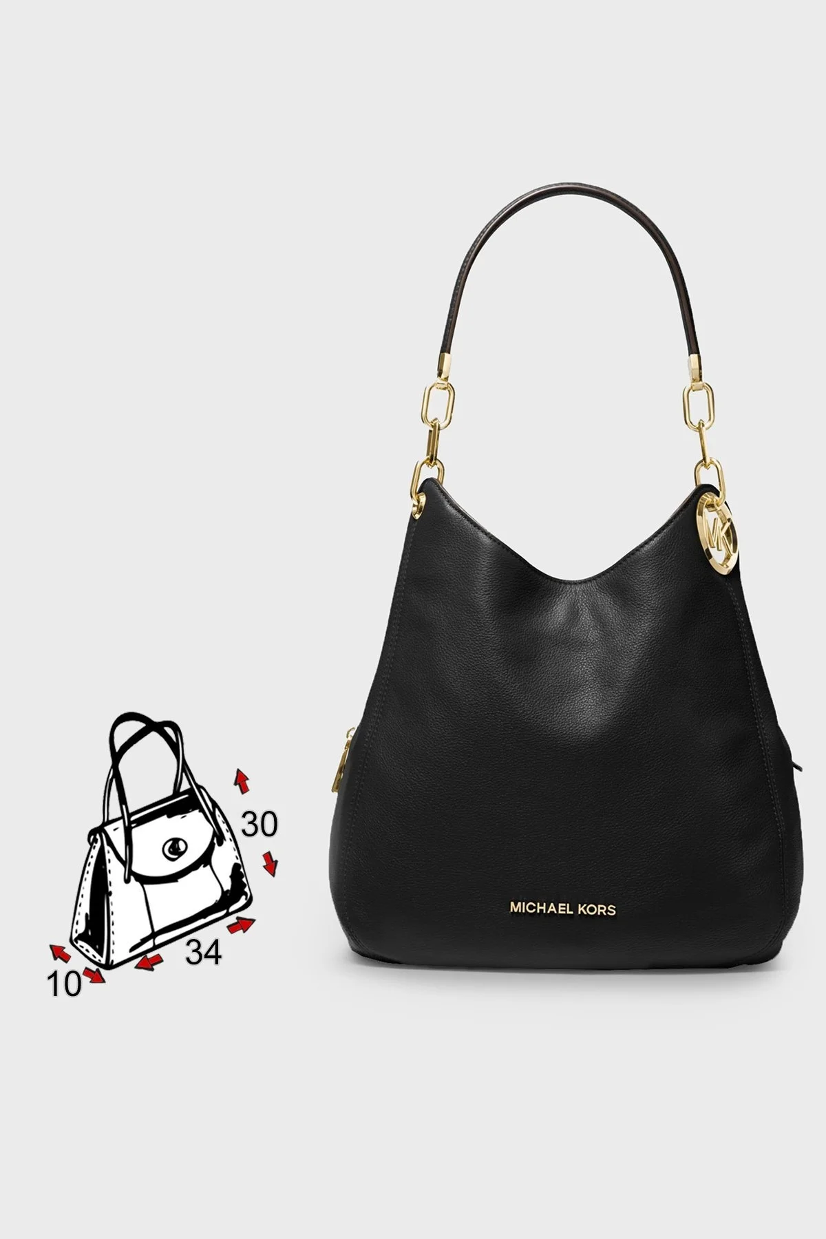 Michael Kors Logolu Zincir Askılı Hakiki Deri Lillie Bayan Çanta 30T9G0LE3L 001 SİYAH - 4
