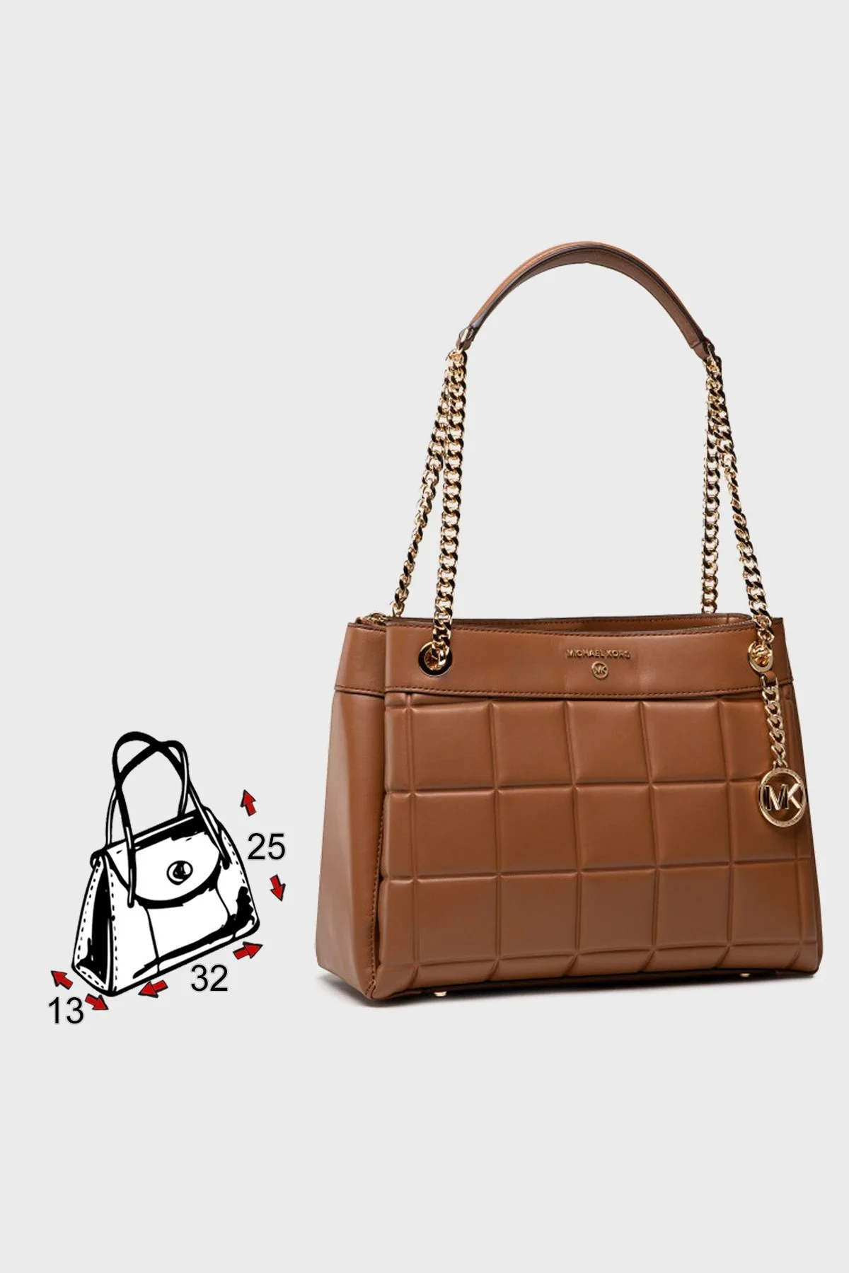 Michael Kors Logolu Zincir Askılı Hakiki Deri Susan Bayan Çanta 30F1GUSL6L 230 TABA - 5