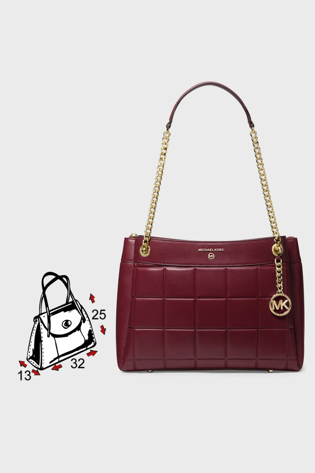 Michael Kors Logolu Zincir Askılı Hakiki Deri Susan Bayan Çanta 30F1GUSL6L 950 BORDO - 4