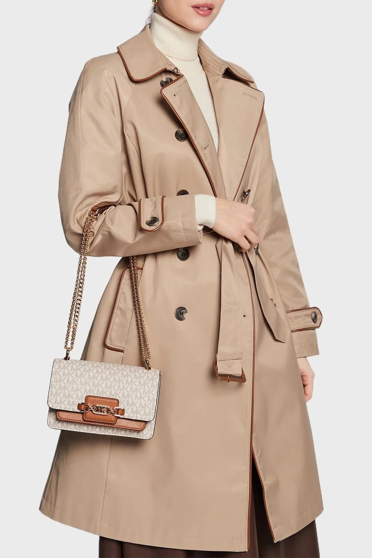 Michael Kors Logolu Zincir Askılı Heather Bayan Çanta 32S2G7HC0B 149 VANİLYA - 2