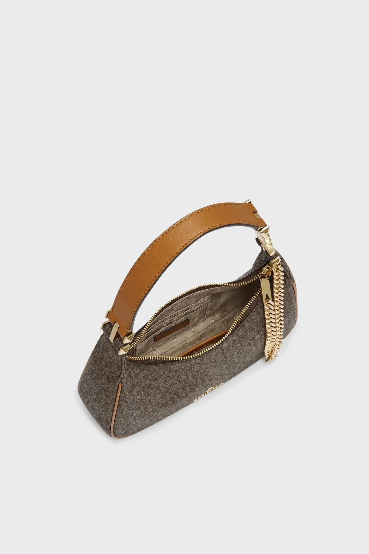 Michael Kors Logolu Zincir Detaylı Fermuarlı Bayan Çanta 32F2GP1C1B 252 KAHVE - 5