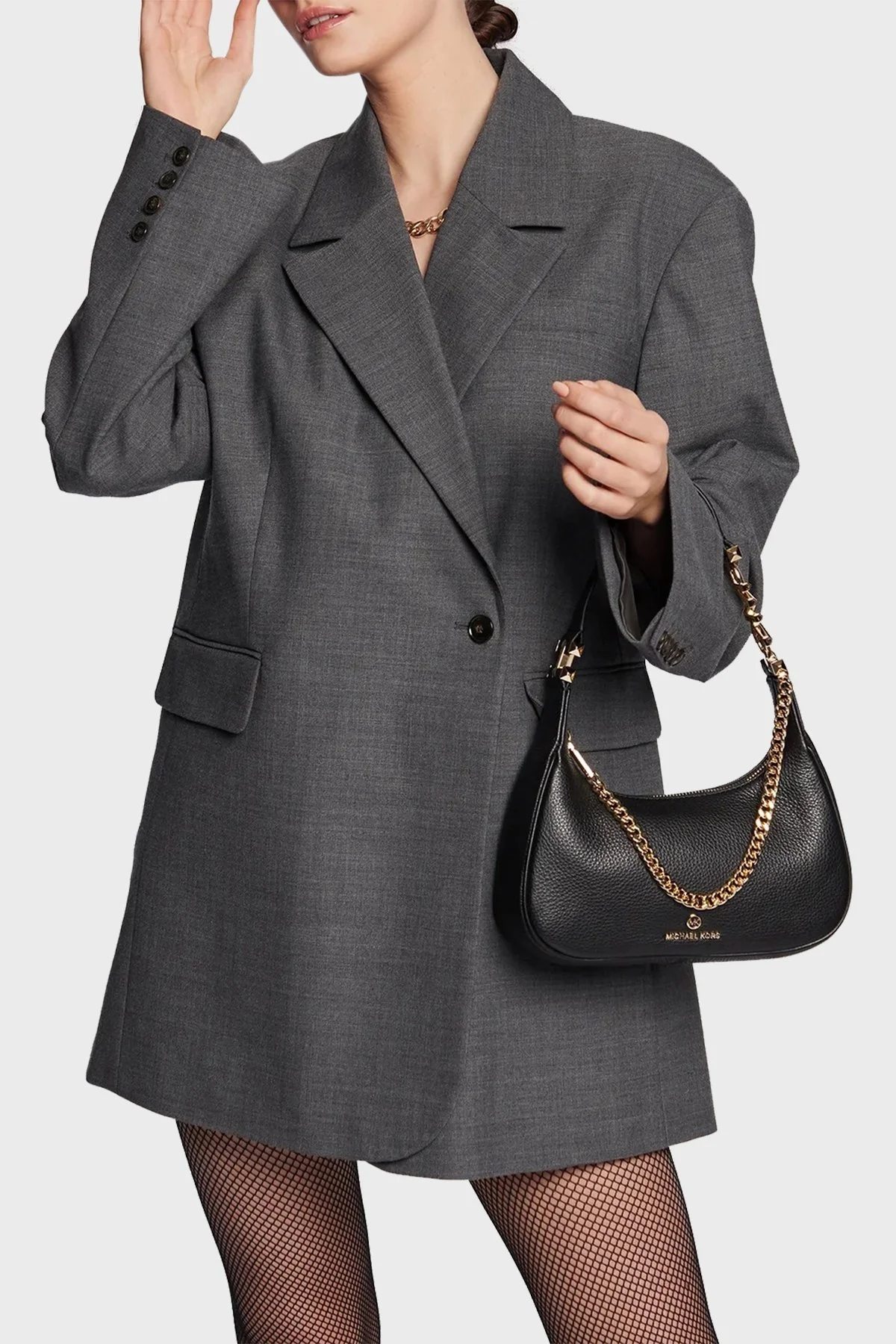 Michael Kors Logolu Zincir Detaylı Hakiki Deri Bayan Çanta 32F2GP1C1L 001 SİYAH - 2