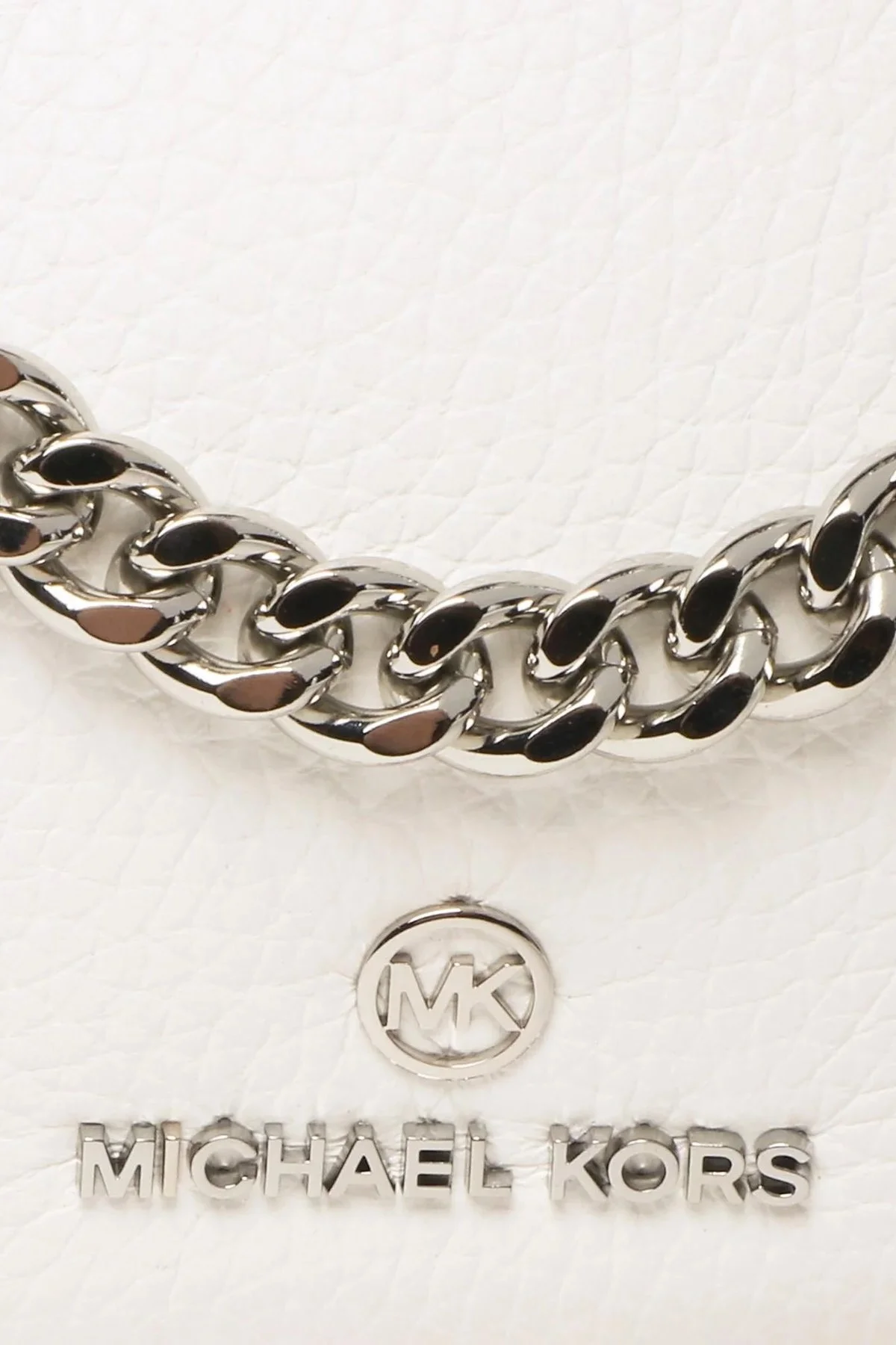 Michael Kors Logolu Zincir Detaylı Hakiki Deri Bayan Çanta 32R3SP1C1L 085 BEYAZ - 4