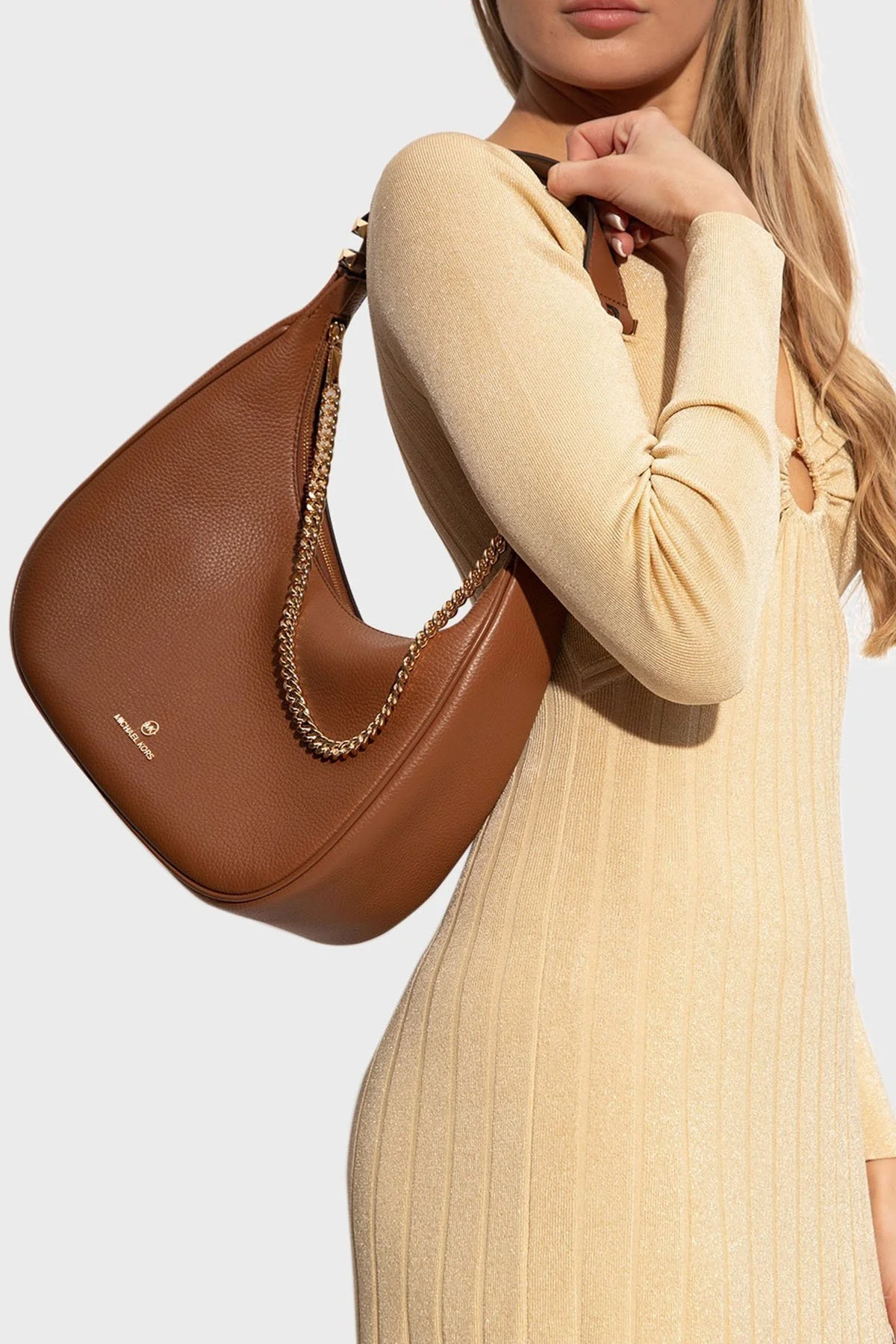 Michael Kors Piper Fermuarlı Zincir Detaylı Hakiki Deri Omuz 30S3GP1H3L230 Bayan Çanta 30S3GP1H3L 230 TABA - 2