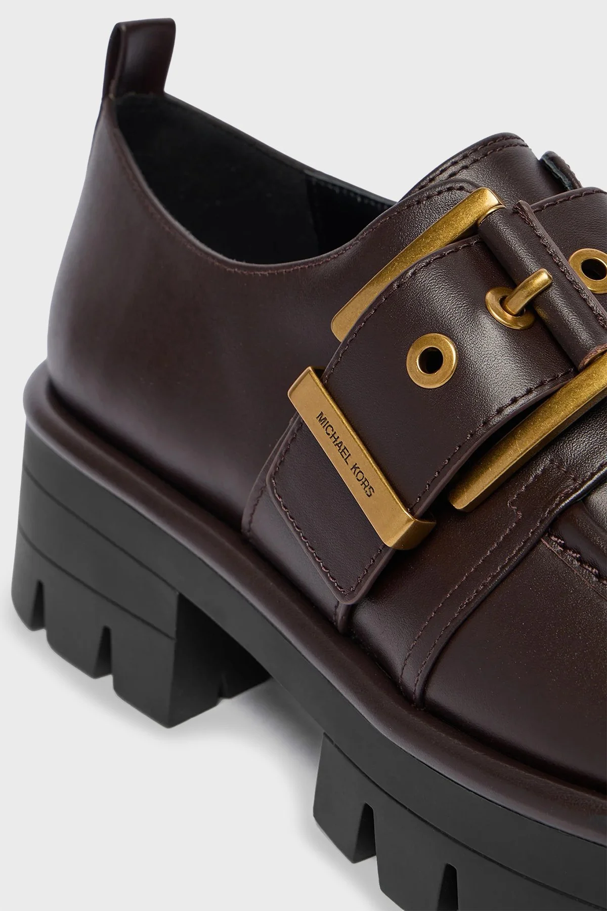 Michael Kors Tokalı Deri Kalın Tabanlı Loafer Ayakabbı 40F4COFP1L251 Bayan Ayakkabı 40F4COFP1L 251 KAHVE - 6