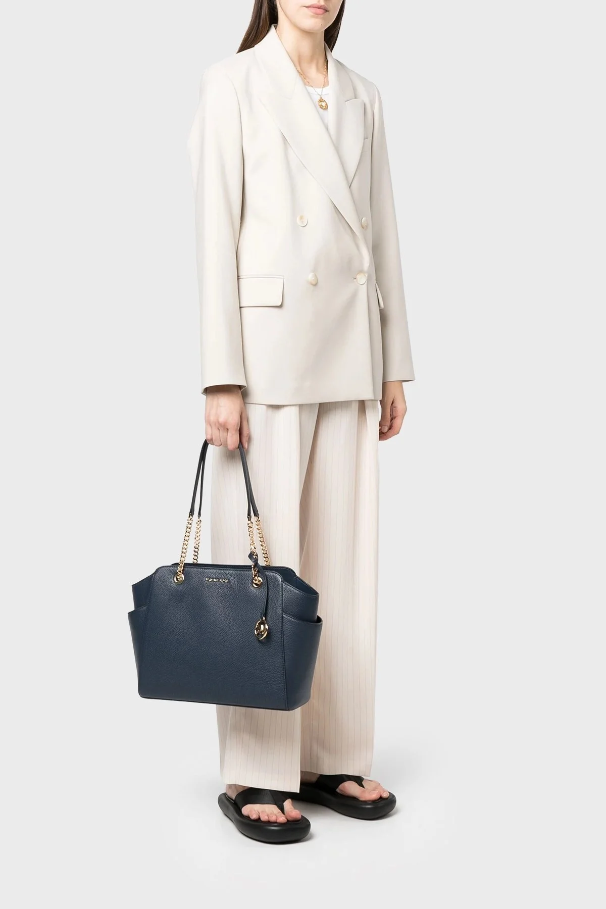 Michael Kors Zincir Askı Detaylı Deri 30F3G6JT6L406 Bayan Çanta 30F3G6JT6L 406 LACİVERT - 2