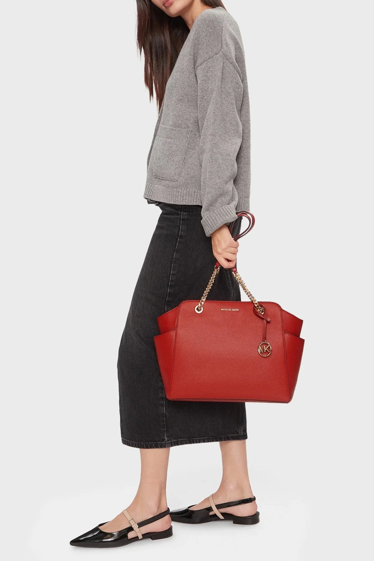 Michael Kors Zincir Askı Detaylı Deri 30F3G6JT6L808 Bayan Çanta 30F3G6JT6L 808 KIRMIZI - 2