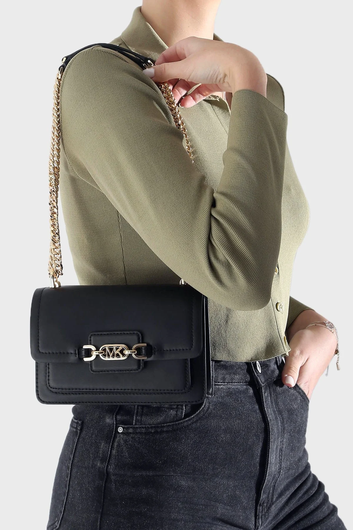 Michael Kors Zincir Askılı Hakiki Deri 32S2G7HC0L001 Bayan Çanta 32S2G7HC0L 001 SİYAH - 7