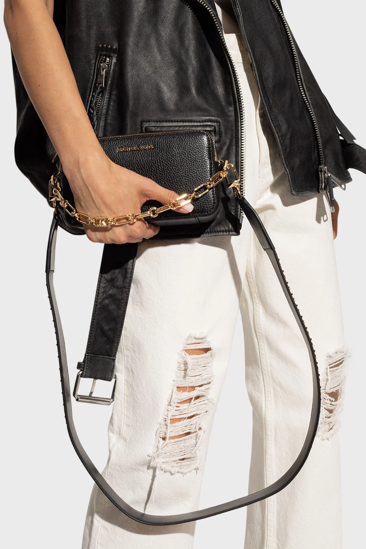 Michael Kors Zincirli Çıkarılabilir Omuz Askılı Deri 32F3GJ6C1L001 Bayan Çanta 32F3GJ6C1L 001 SİYAH - 2