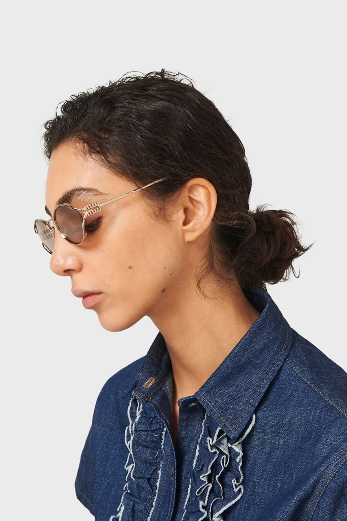 Miu Miu Logolu Güneş Bayan Gözlük 0MU 52YS ZVN20F 54 Altın - 2