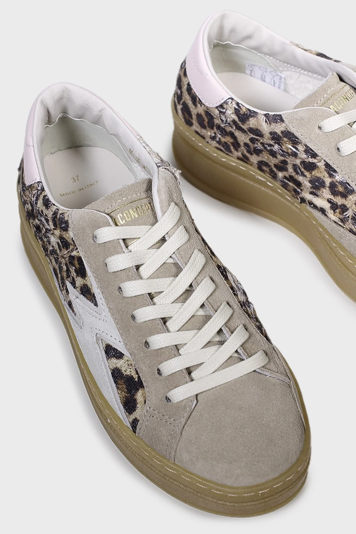 Moaconcept Deri Logolu Leopar ve Süet Detaylı Kalın Taban Sneaker Bayan Ayakkabı ID010 LEOPAR - 10