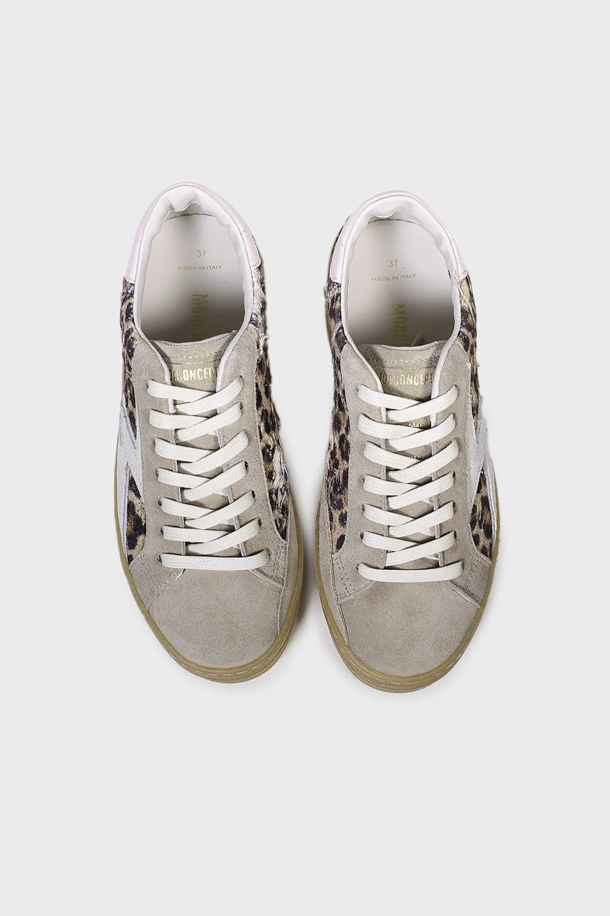 Moaconcept Deri Logolu Leopar ve Süet Detaylı Kalın Taban Sneaker Bayan Ayakkabı ID010 LEOPAR - 11