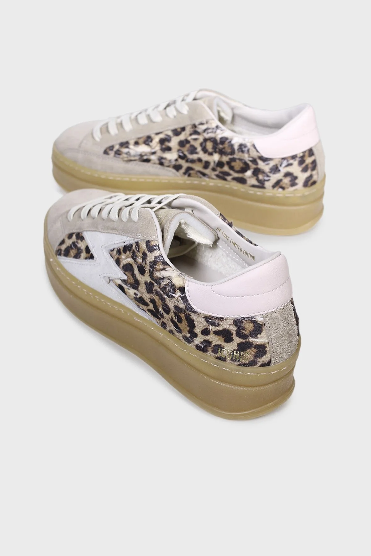 Moaconcept Deri Logolu Leopar ve Süet Detaylı Kalın Taban Sneaker Bayan Ayakkabı ID010 LEOPAR - 12