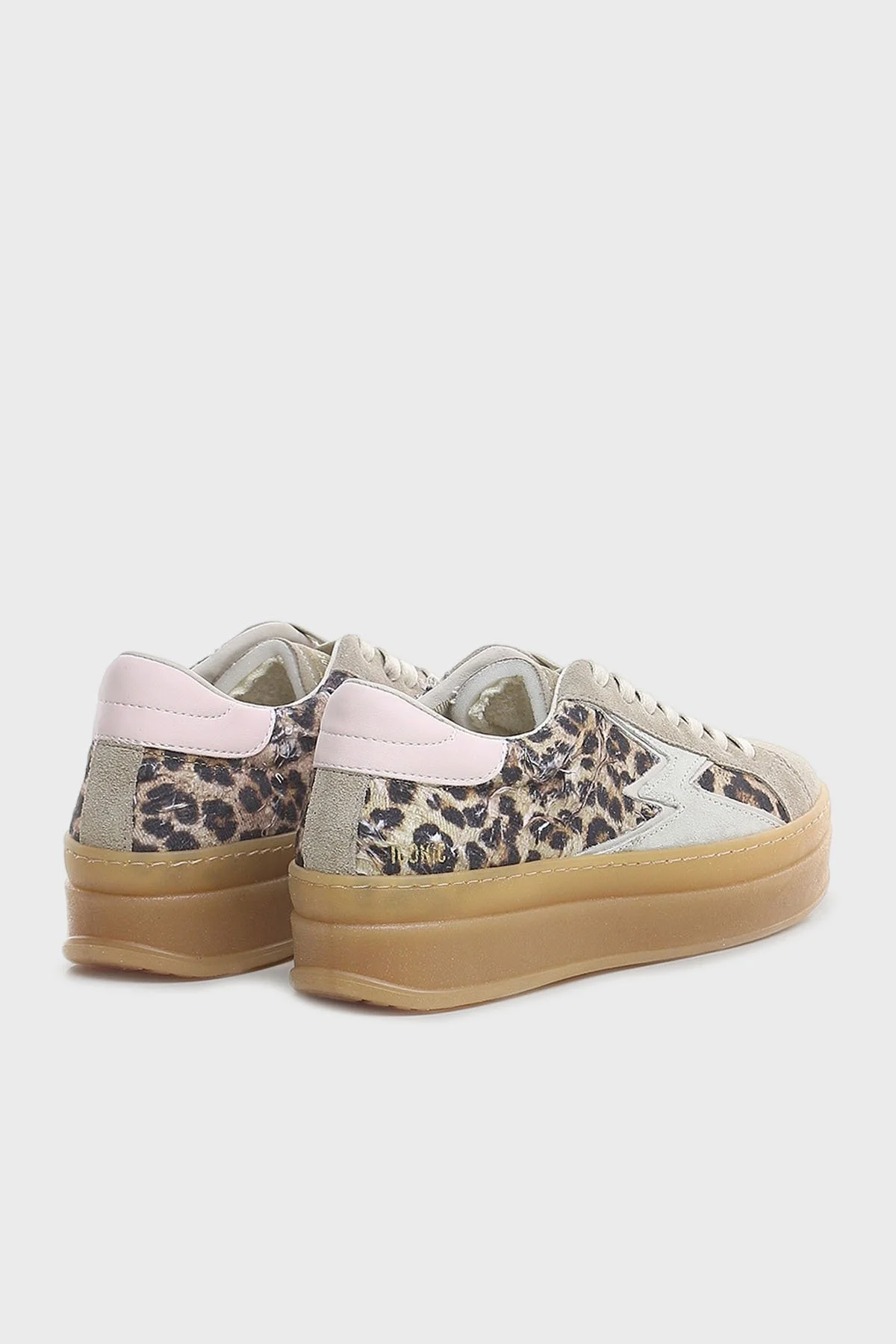 Moaconcept Deri Logolu Leopar ve Süet Detaylı Kalın Taban Sneaker Bayan Ayakkabı ID010 LEOPAR - 13