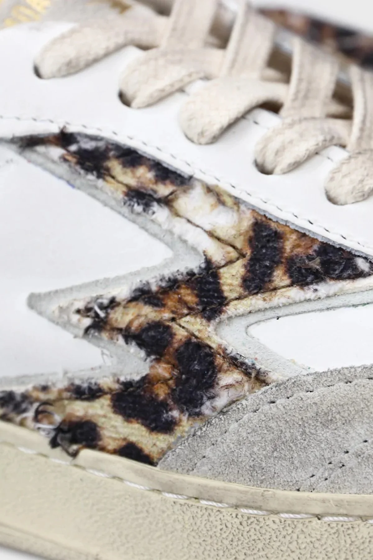 Moaconcept Deri Logolu Leopar ve Süet Detaylı Sneaker Kadın Ayakkabı CL001 BEYAZ - 4