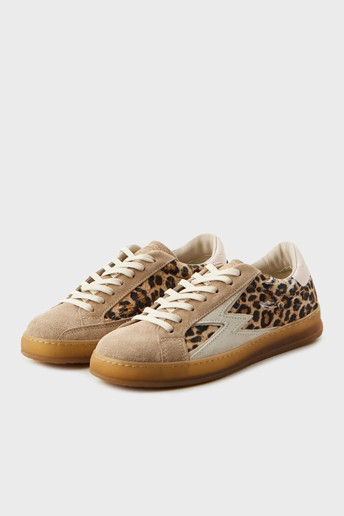 Moaconcept Deri Logolu Leopar ve Süet Detaylı Sneaker Bayan Ayakkabı IC009 LEOPAR - 8