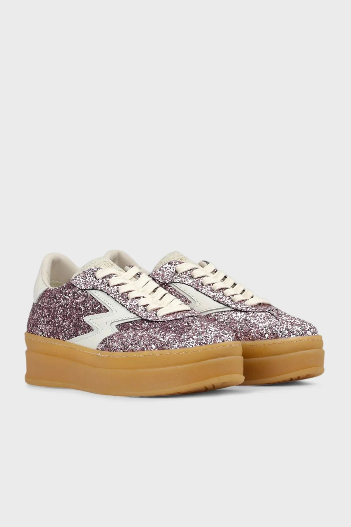 Moaconcept Deri Logolu Sim Detaylı Kalın Taban Sneaker Kadın Ayakkabı CD015 PUDRA - 2