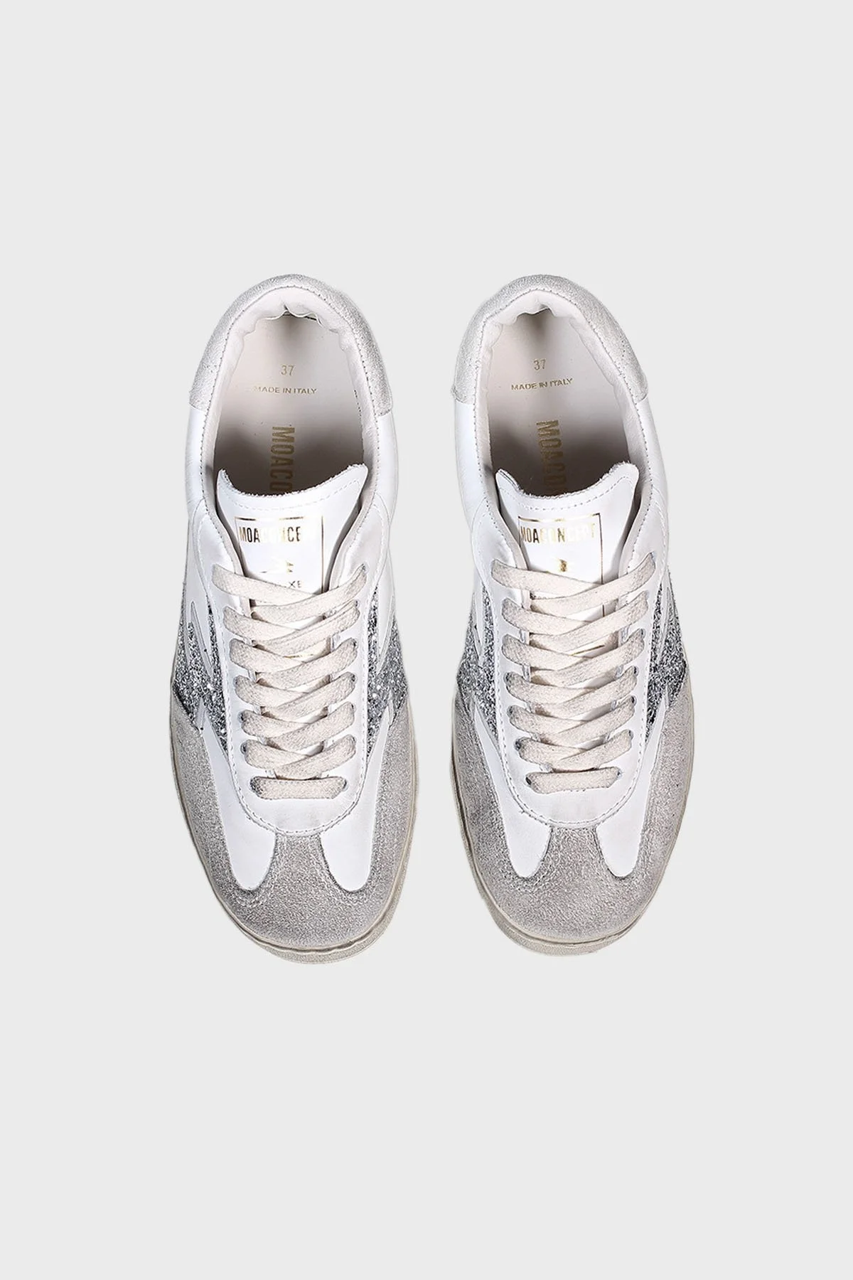 Moaconcept Deri Logolu Sim ve Süet Detaylı Vintage Sneaker Bayan Ayakkabı MG630CO GRİ - 10