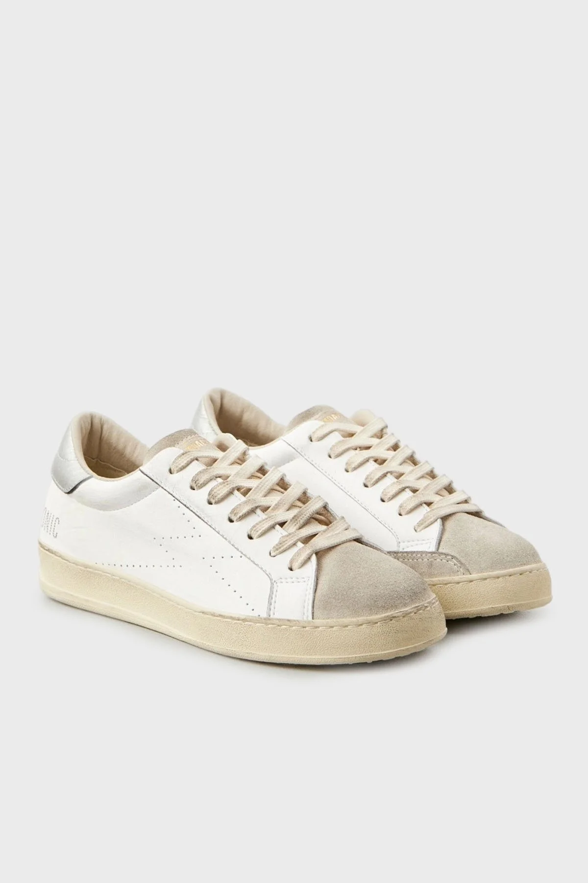 Moaconcept Deri Logolu Süet ve Metalik Detaylı Sneaker Bayan Ayakkabı IC019 BEYAZ - 6