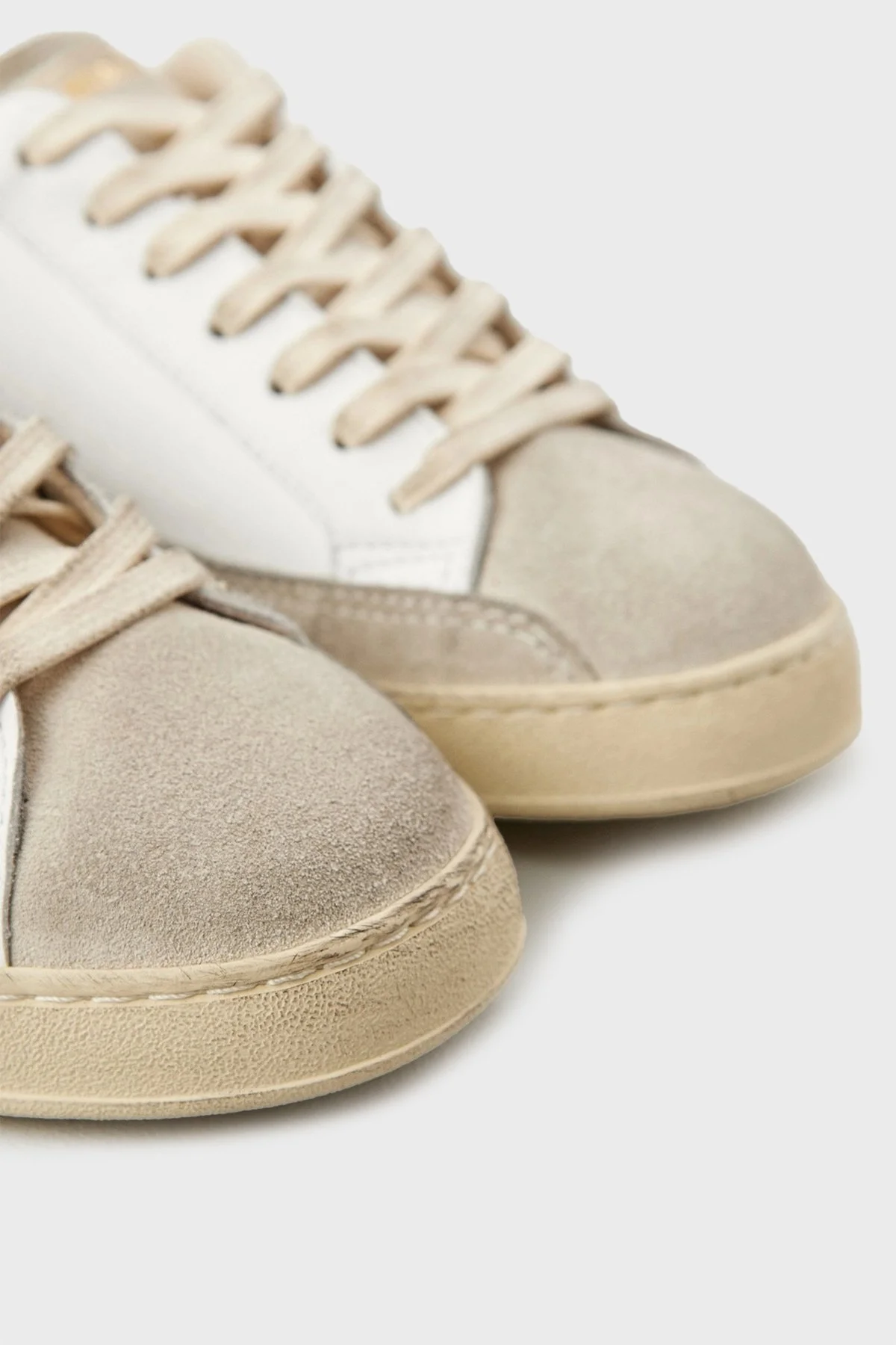 Moaconcept Deri Logolu Süet ve Metalik Detaylı Sneaker Bayan Ayakkabı IC019 BEYAZ - 8