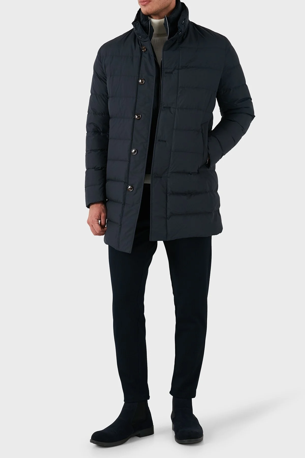 Montecore Logolu Regulat Fit Astarlı Dik Yaka Erkek Mont F07MUCX505 268 89 LACİVERT - 2