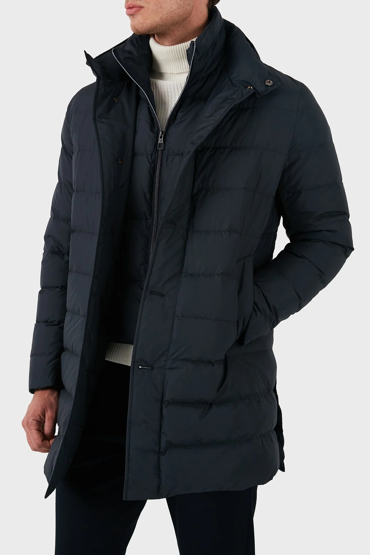 Montecore Logolu Regulat Fit Astarlı Dik Yaka Erkek Mont F07MUCX505 268 89 LACİVERT - 4