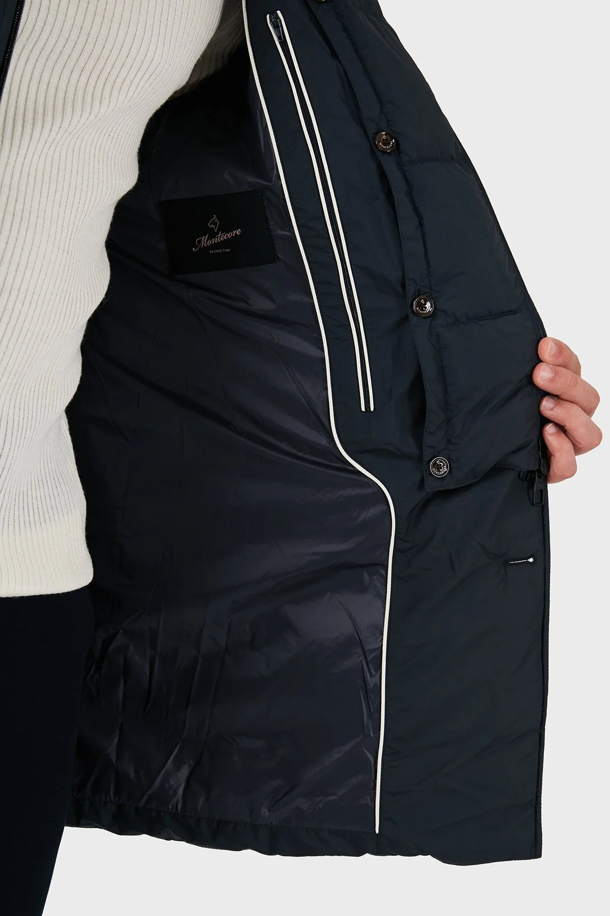 Montecore Logolu Regulat Fit Astarlı Dik Yaka Erkek Mont F07MUCX505 268 89 LACİVERT - 5