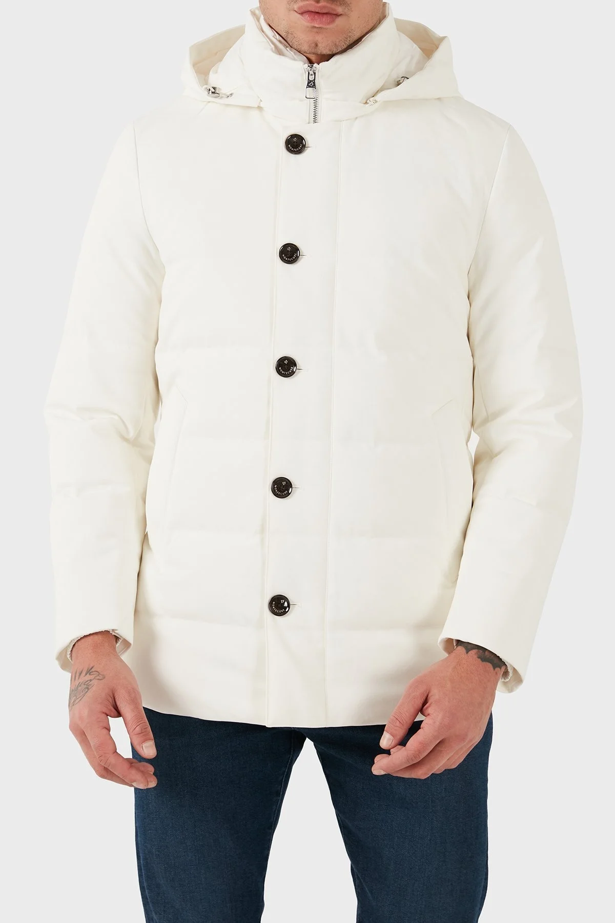 ecore Regular Fit Astarlı Çıkarabilir Kapüşonlu Erkek Mont F07MUCX581 185 01 BEYAZ - 9