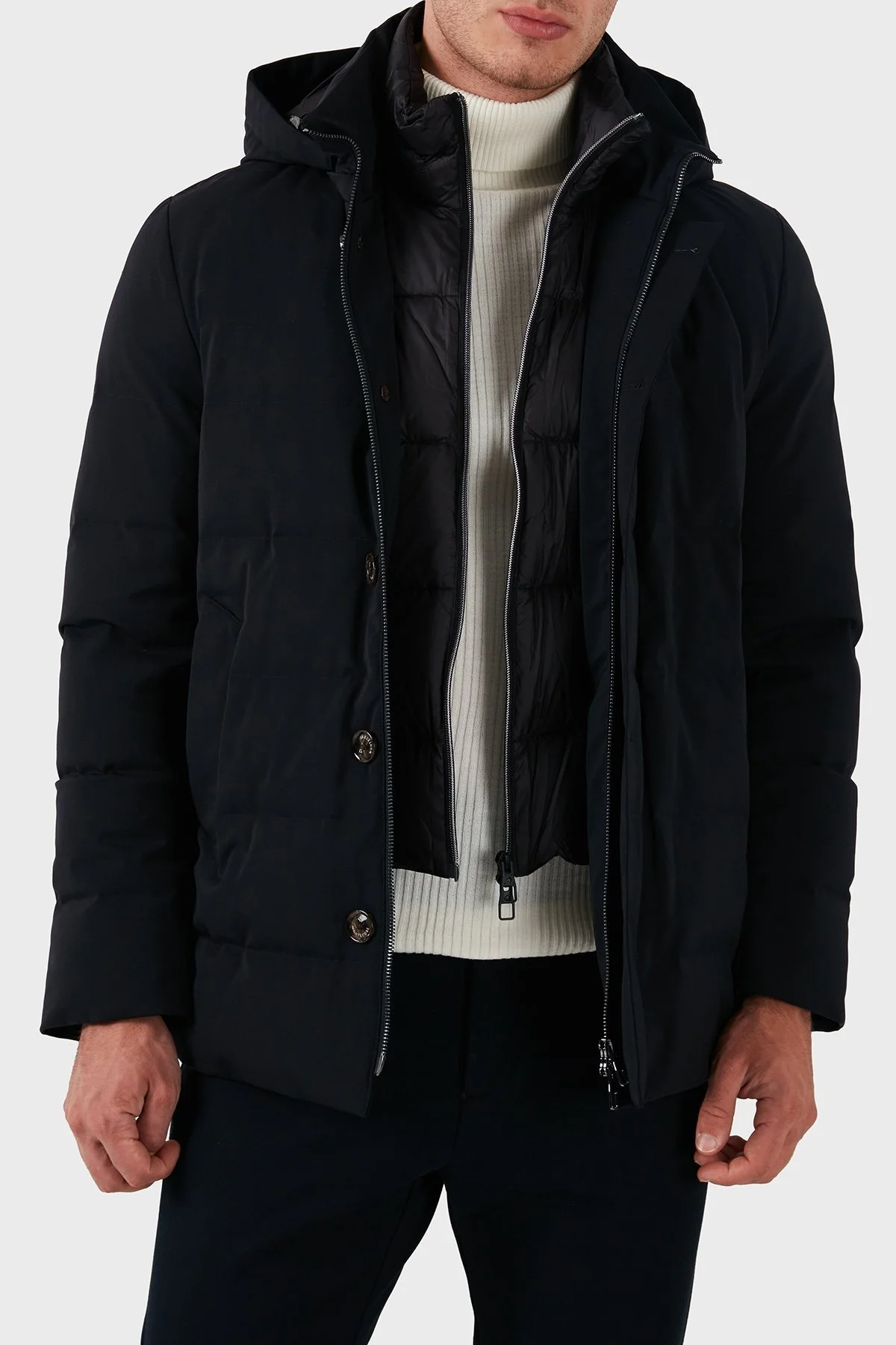 Montecore Regular Fit Astarlı Çıkarılabilir Kapüşonlu Su Geçirmez Erkek Mont F07MUCX581 185 89 LACİVERT - 1