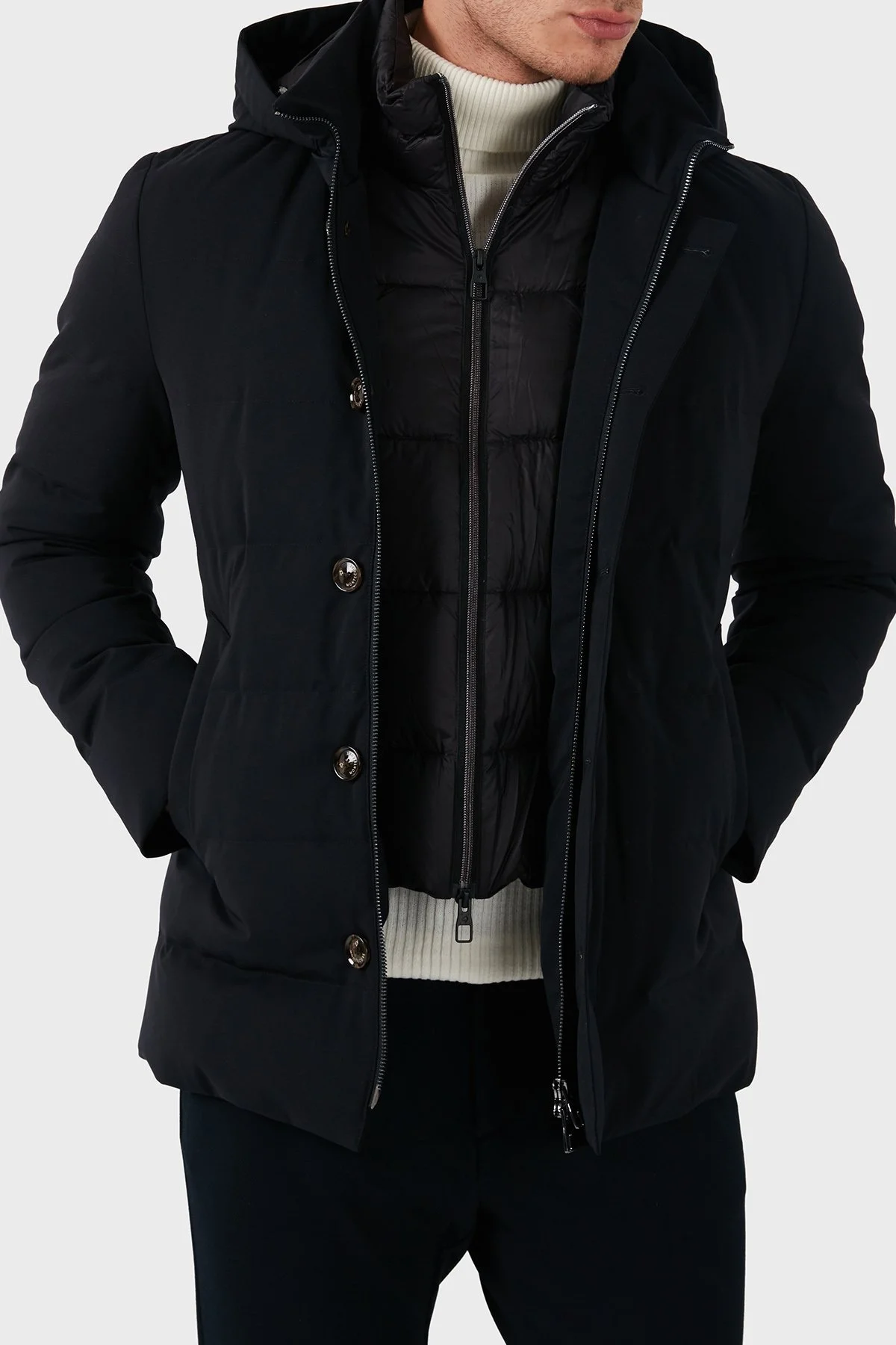 Montecore Regular Fit Astarlı Çıkarılabilir Kapüşonlu Su Geçirmez Erkek Mont F07MUCX581 185 89 LACİVERT - 3