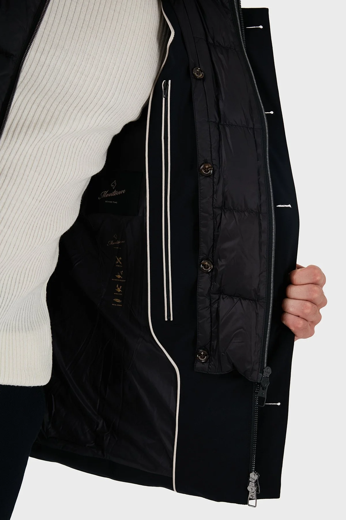 Montecore Regular Fit Astarlı Çıkarılabilir Kapüşonlu Su Geçirmez Erkek Mont F07MUCX581 185 89 LACİVERT - 5