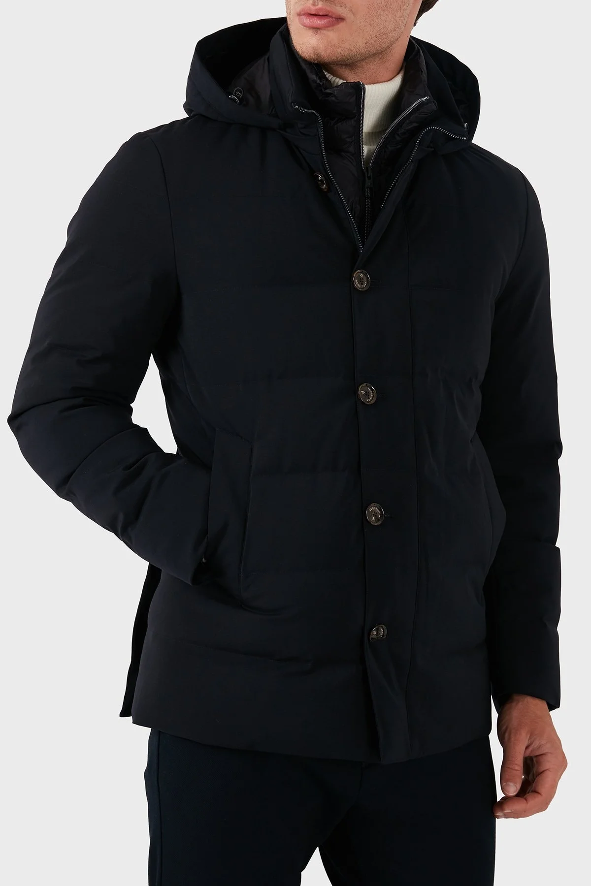 Montecore Regular Fit Astarlı Çıkarılabilir Kapüşonlu Su Geçirmez Erkek Mont F07MUCX581 185 89 LACİVERT - 6