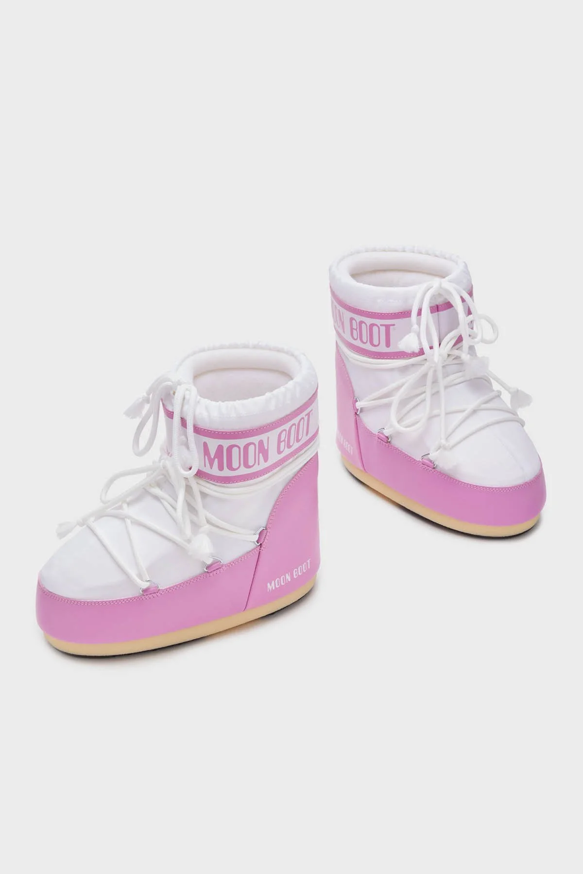 Moon Boot Logolu Bağcıklı Su İtici Kadın Kar Botu 80D1409340 JB05 PEMBE-BEYAZ - 2